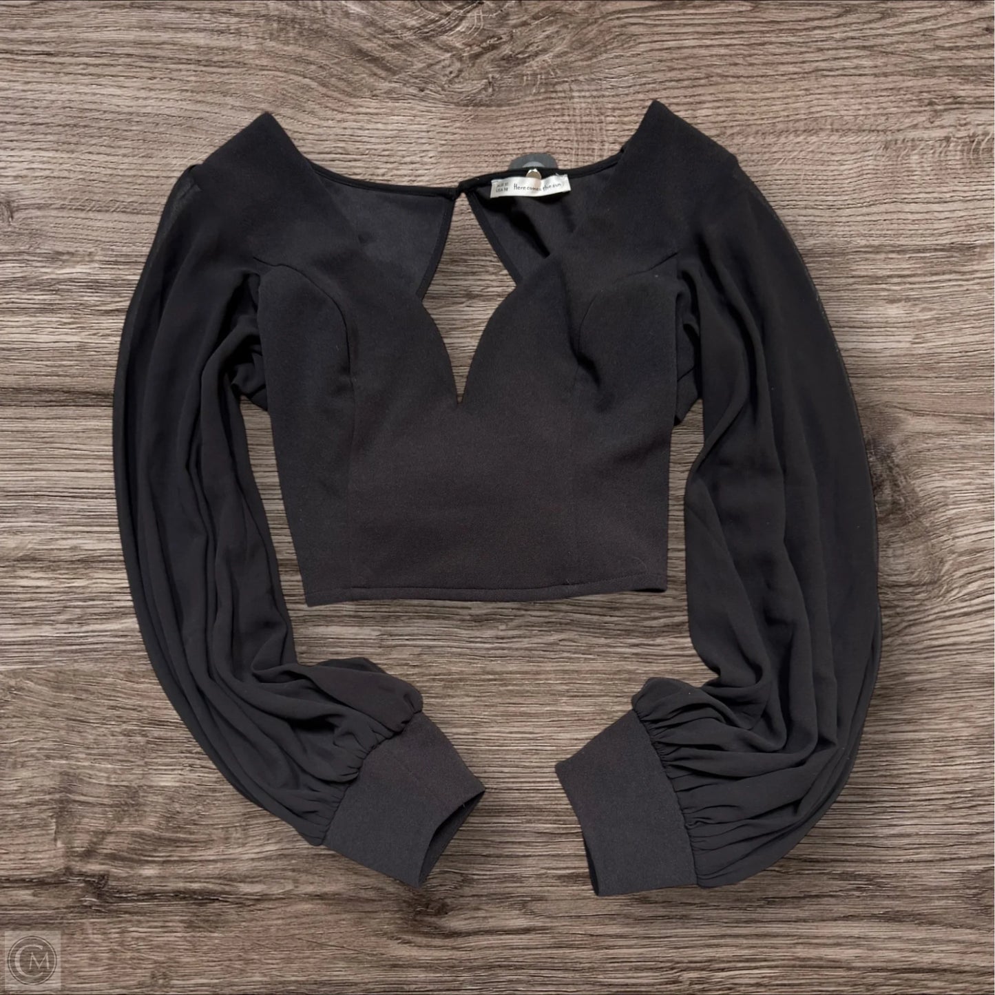 Blouse Long Sleeve By Clothes Mentor In Black, Size: M