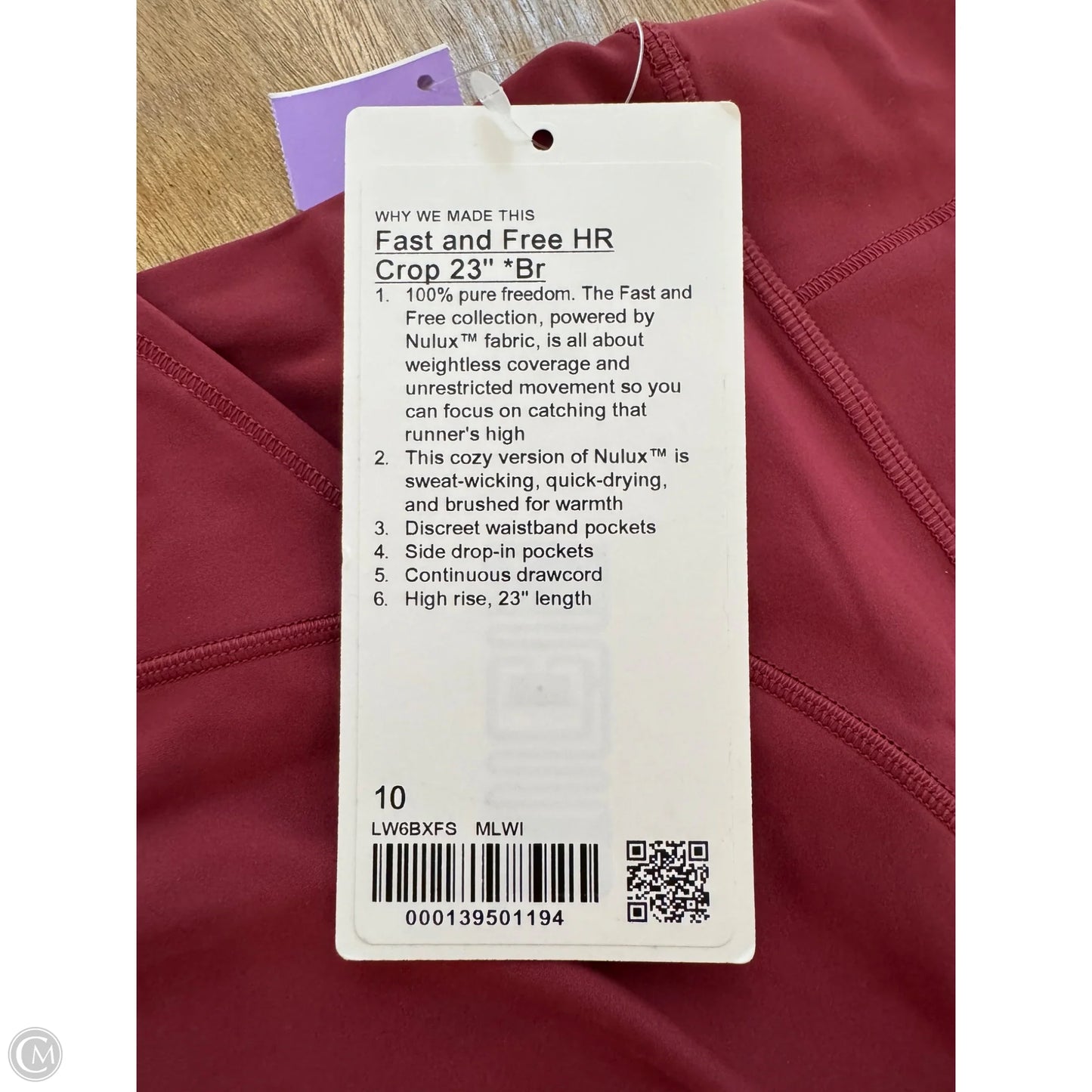 Athletic Capris By Lululemon In Maroon, Size: 10