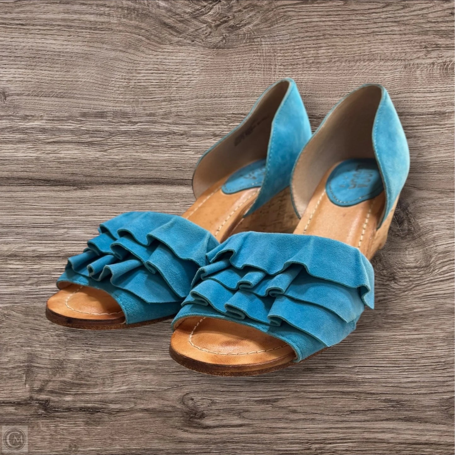 Sandals Heels Wedge By Clothes Mentor In Teal, Size: 9