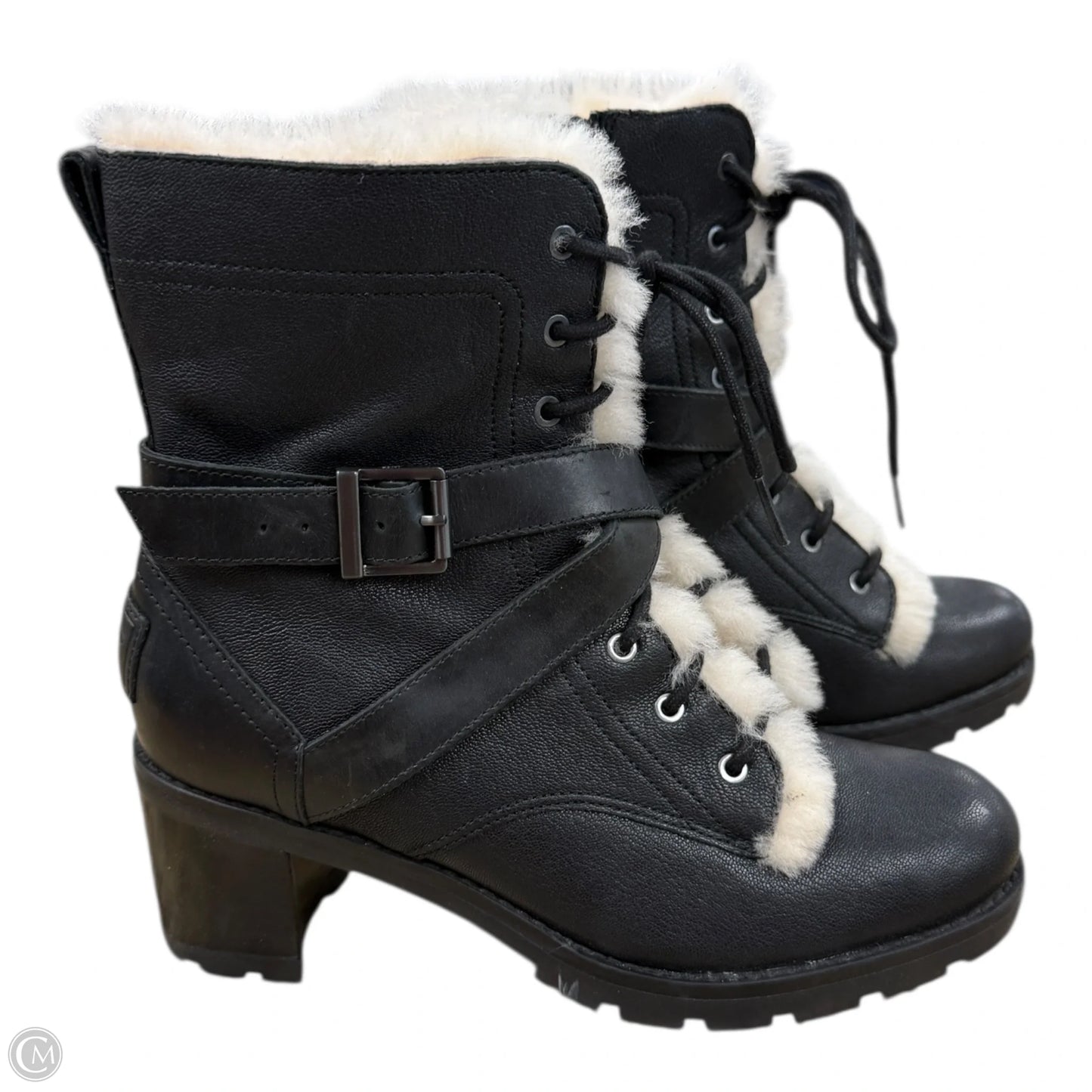 Boots Designer By Ugg In Black & Cream, Size: 7.5