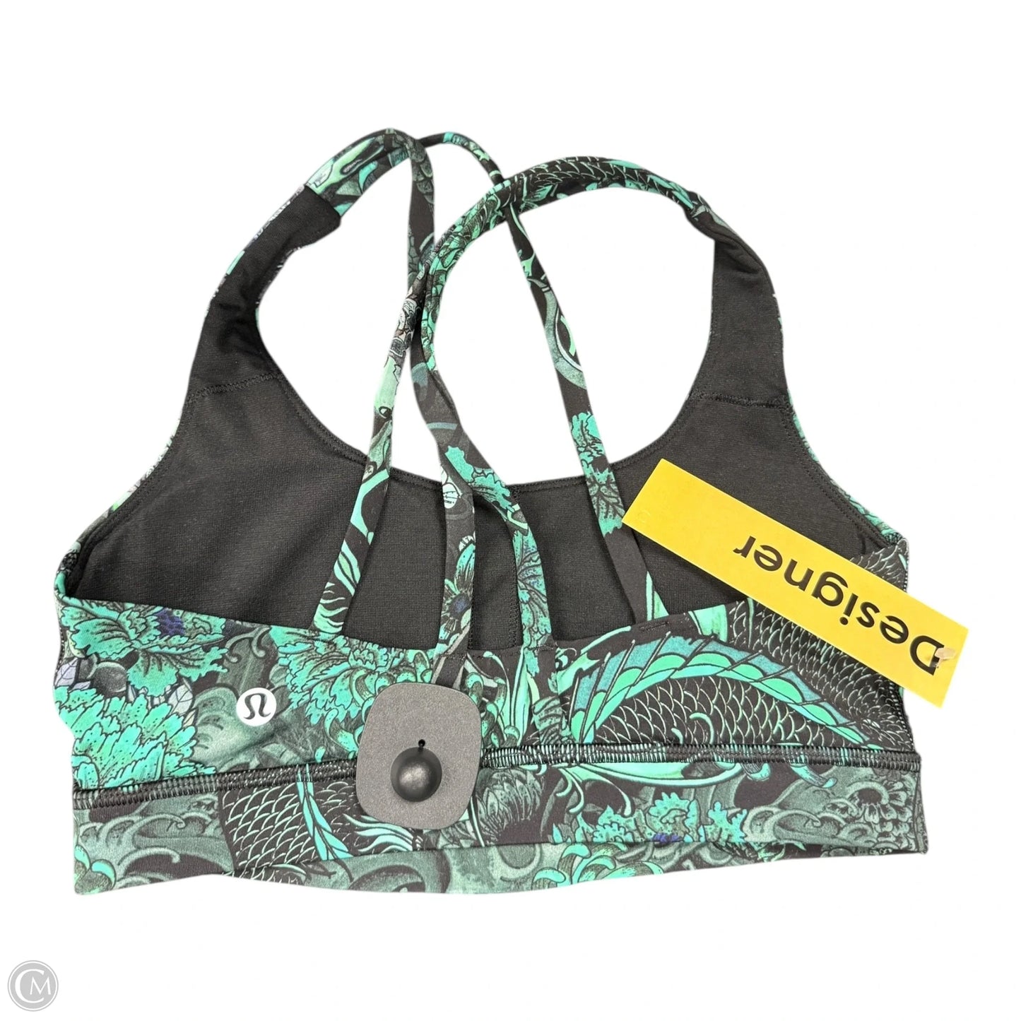 Athletic Bra By Lululemon In Black & Green, Size: 4