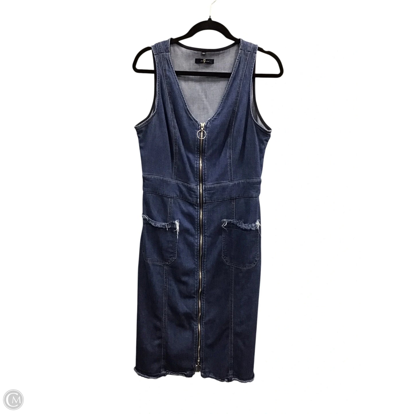Dress Casual Midi By 7 For All Mankind In Blue Denim, Size: Xl