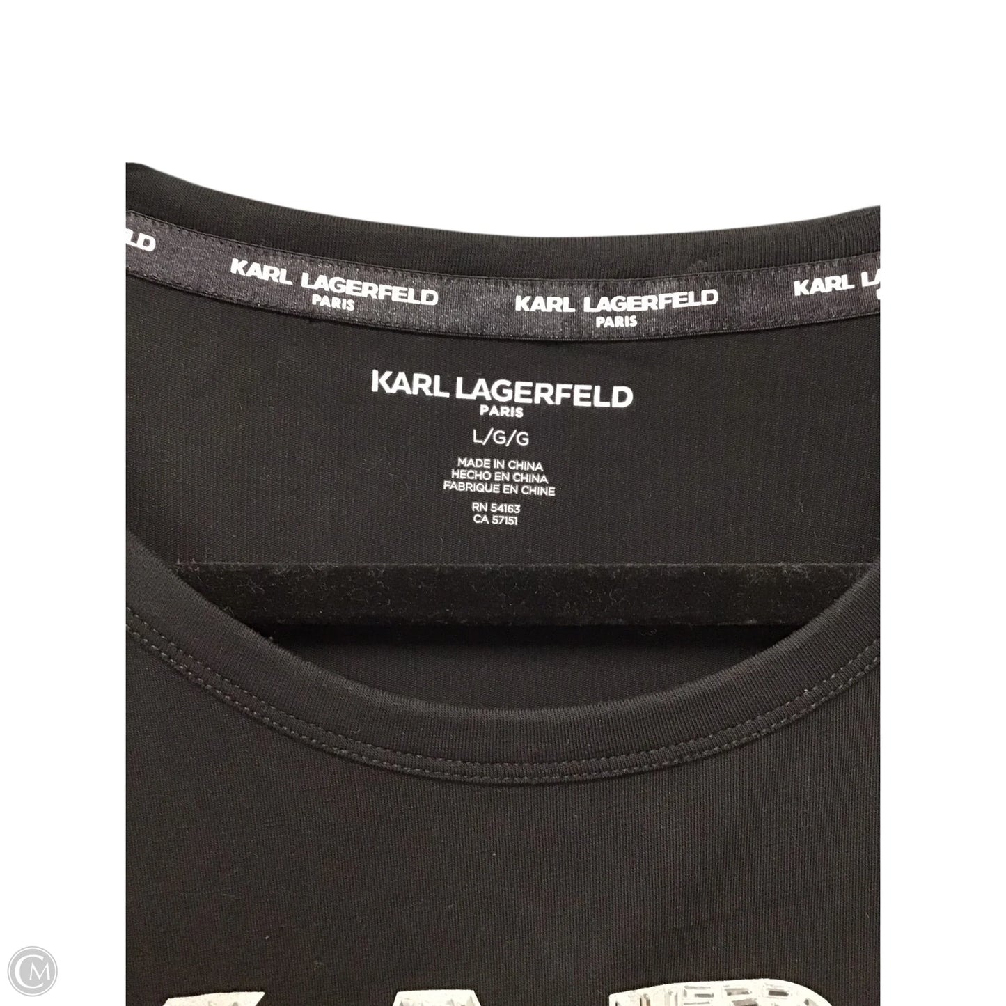 Dress Designer By Karl Lagerfeld In Black & Silver, Size: L