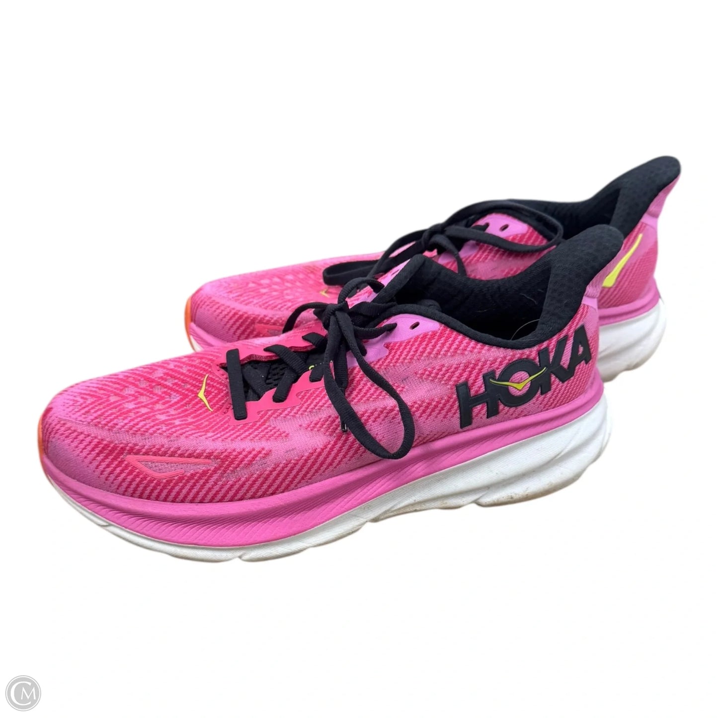 Shoes Athletic By Hoka In Pink & Yellow, Size: 7.5