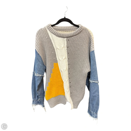 Sweater By Clothes Mentor In Grey & White, Size: L