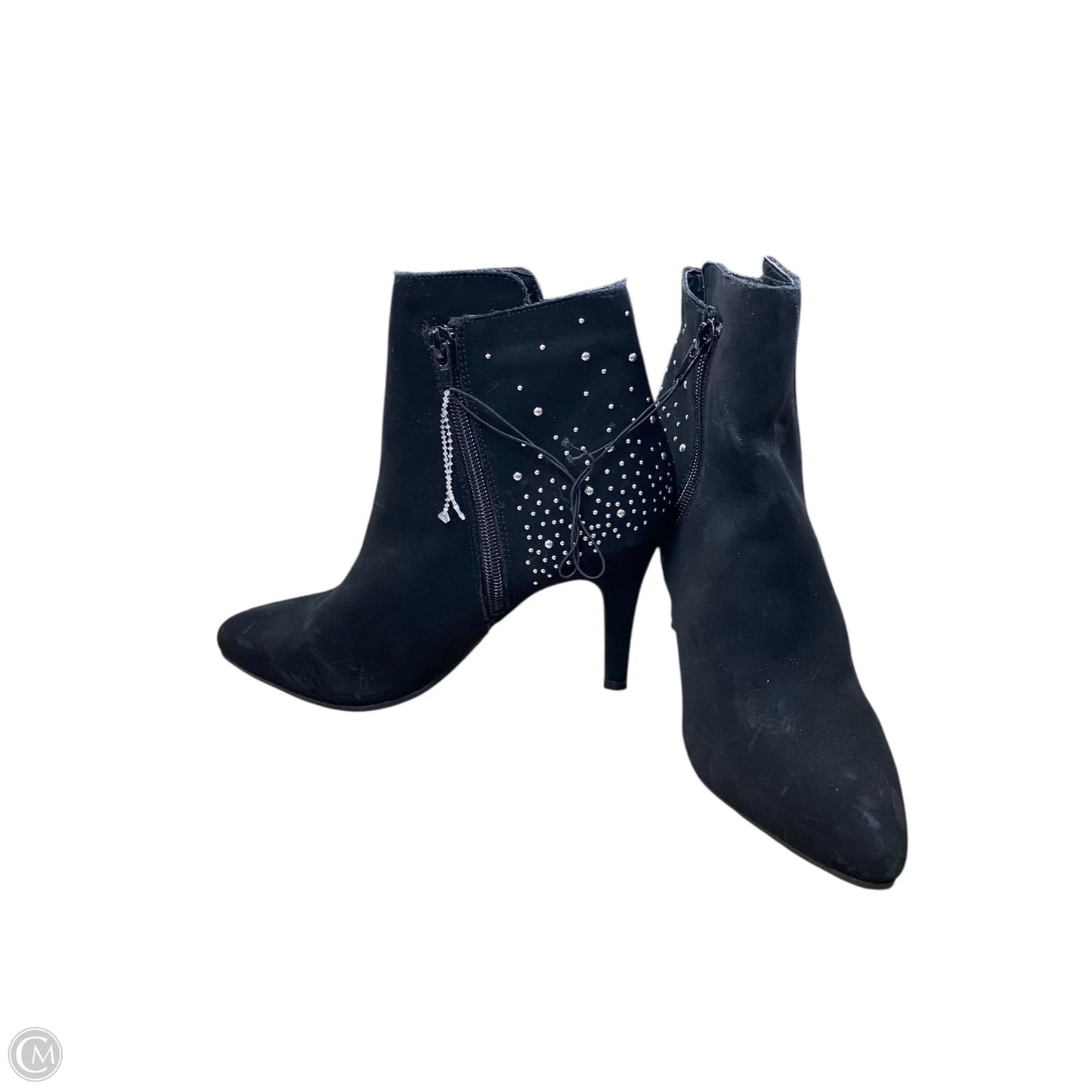 Boots Ankle Heels By Me Too In Black & Silver, Size: 7.5