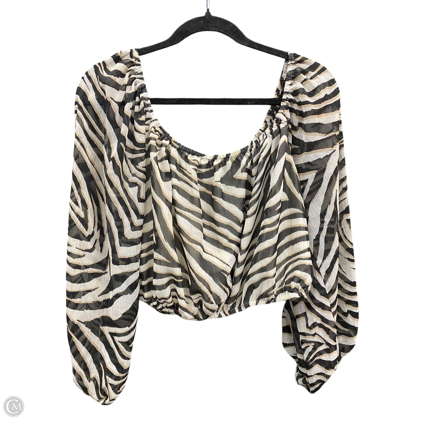 Blouse Long Sleeve By Express In Zebra Print, Size: L
