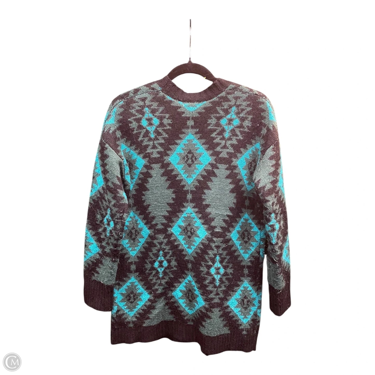 Sweater Cardigan By Woven Heart In Black & Green, Size: S