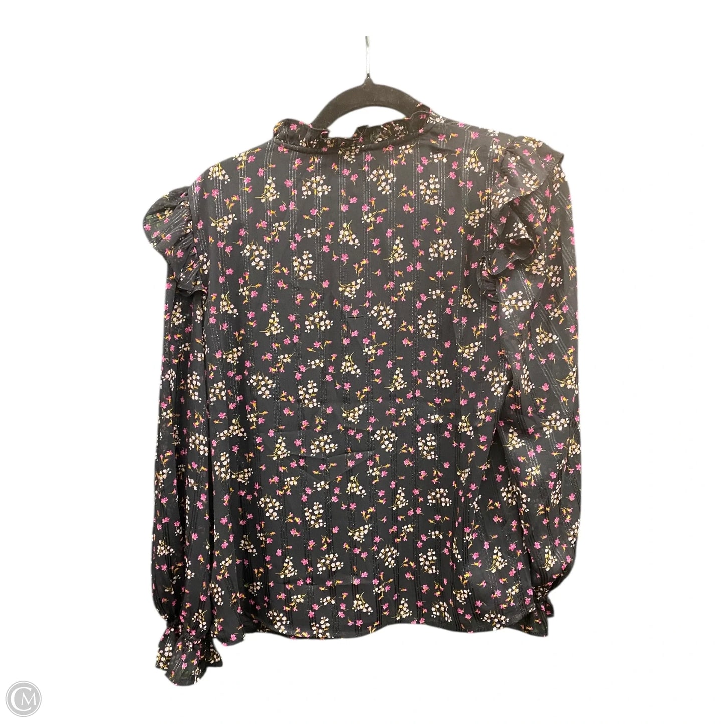 Blouse Long Sleeve By Cece In Black & Pink, Size: M