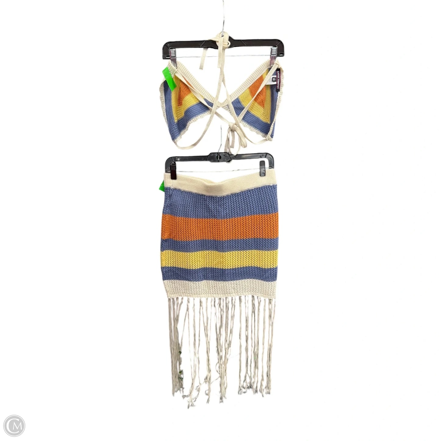 Skirt Set 2pc By Almost Famous In Blue & Cream, Size: M