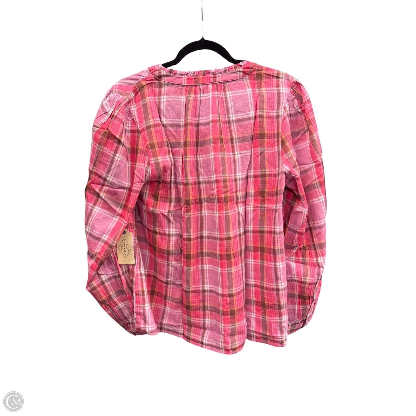 Blouse Long Sleeve By St Johns Bay In Plaid Pattern, Size: L