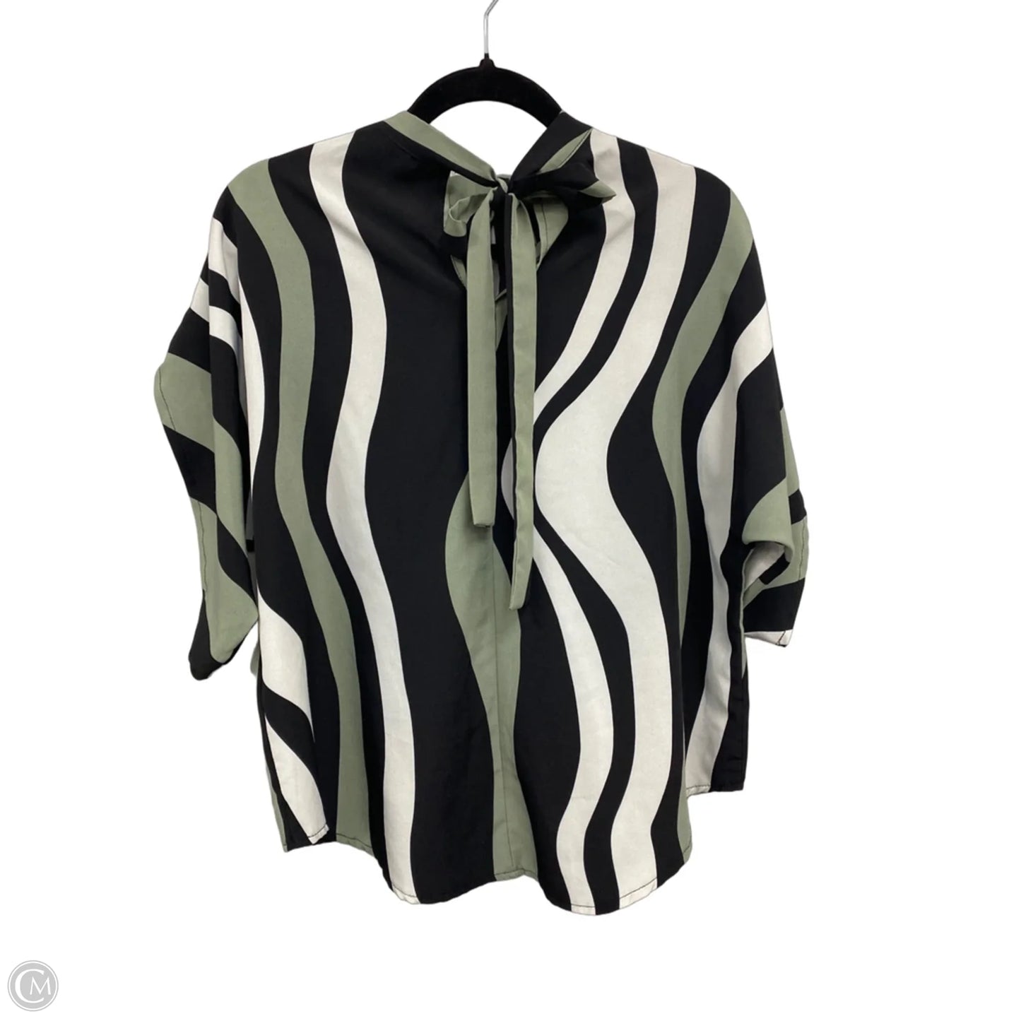 Blouse Short Sleeve By Shein In Black & Green, Size: 4