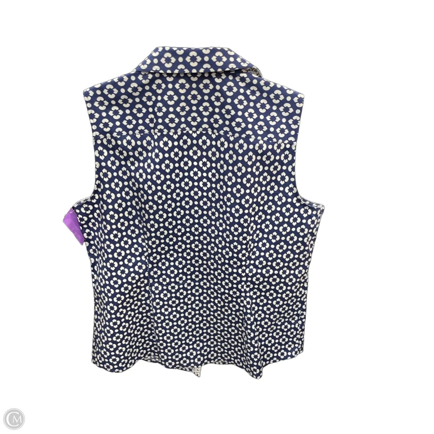 Blouse Sleeveless By Talbots In Blue & White, Size: 6p
