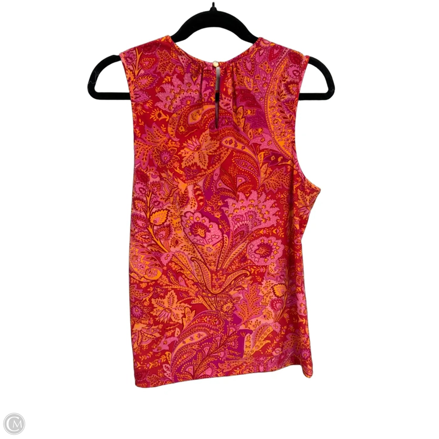 Top Sleeveless By Chaps In Orange & Pink, Size: L