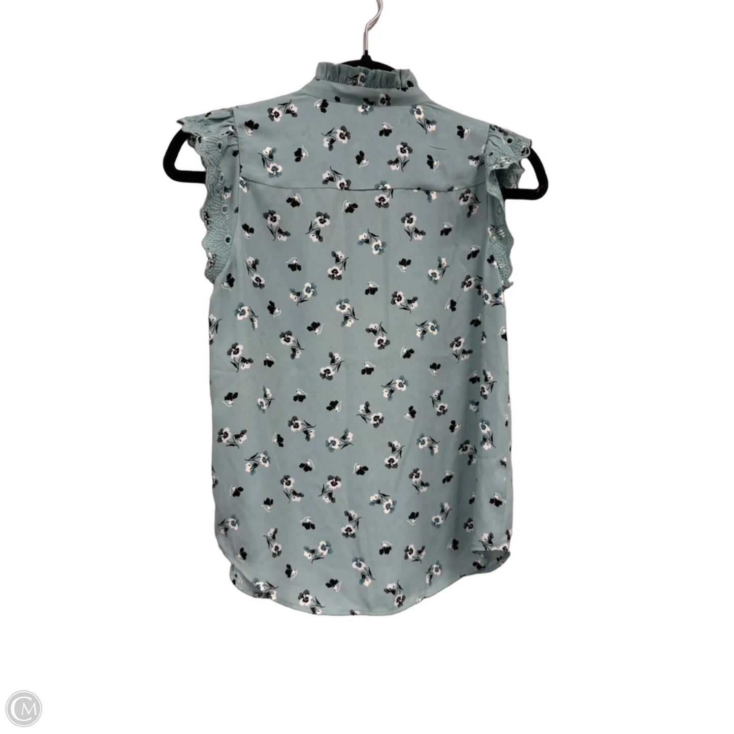 Blouse Short Sleeve By Ann Taylor In Blue & White, Size: Xxsp