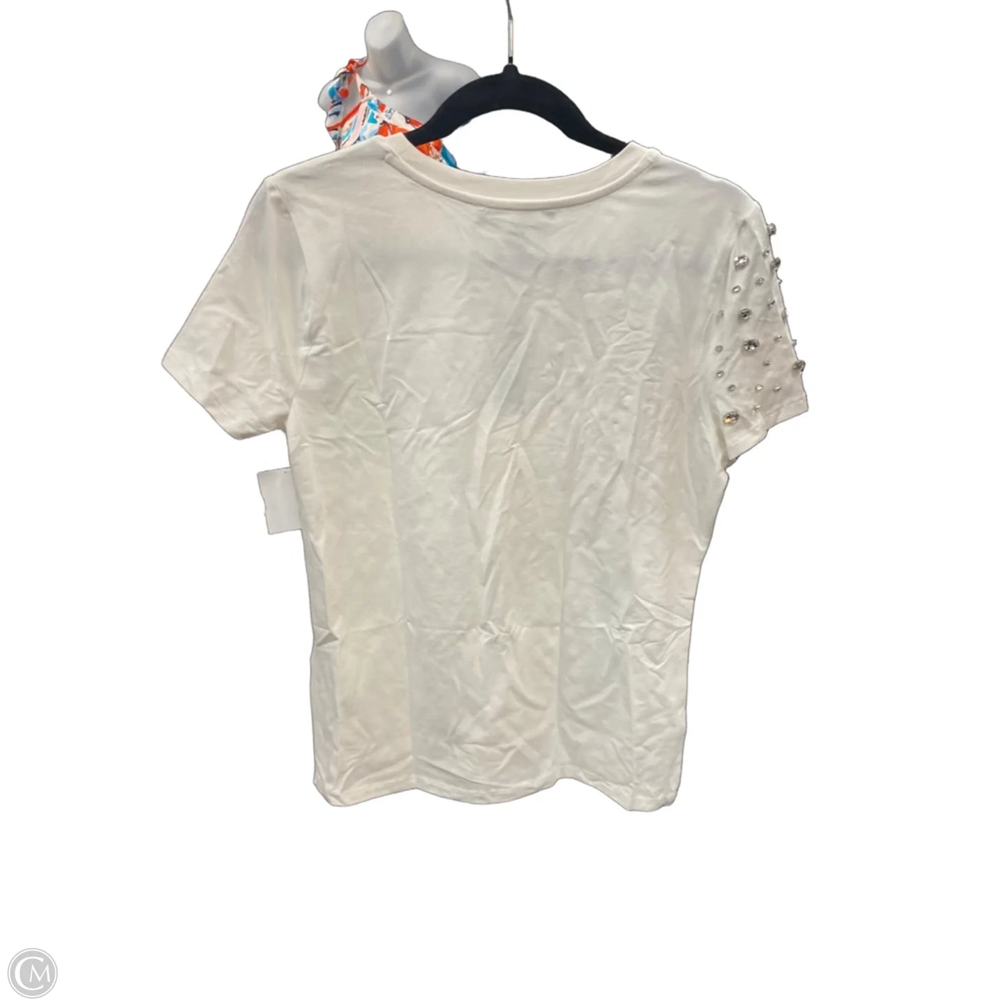 Top Short Sleeve By White House Black Market In Silver & White, Size: M