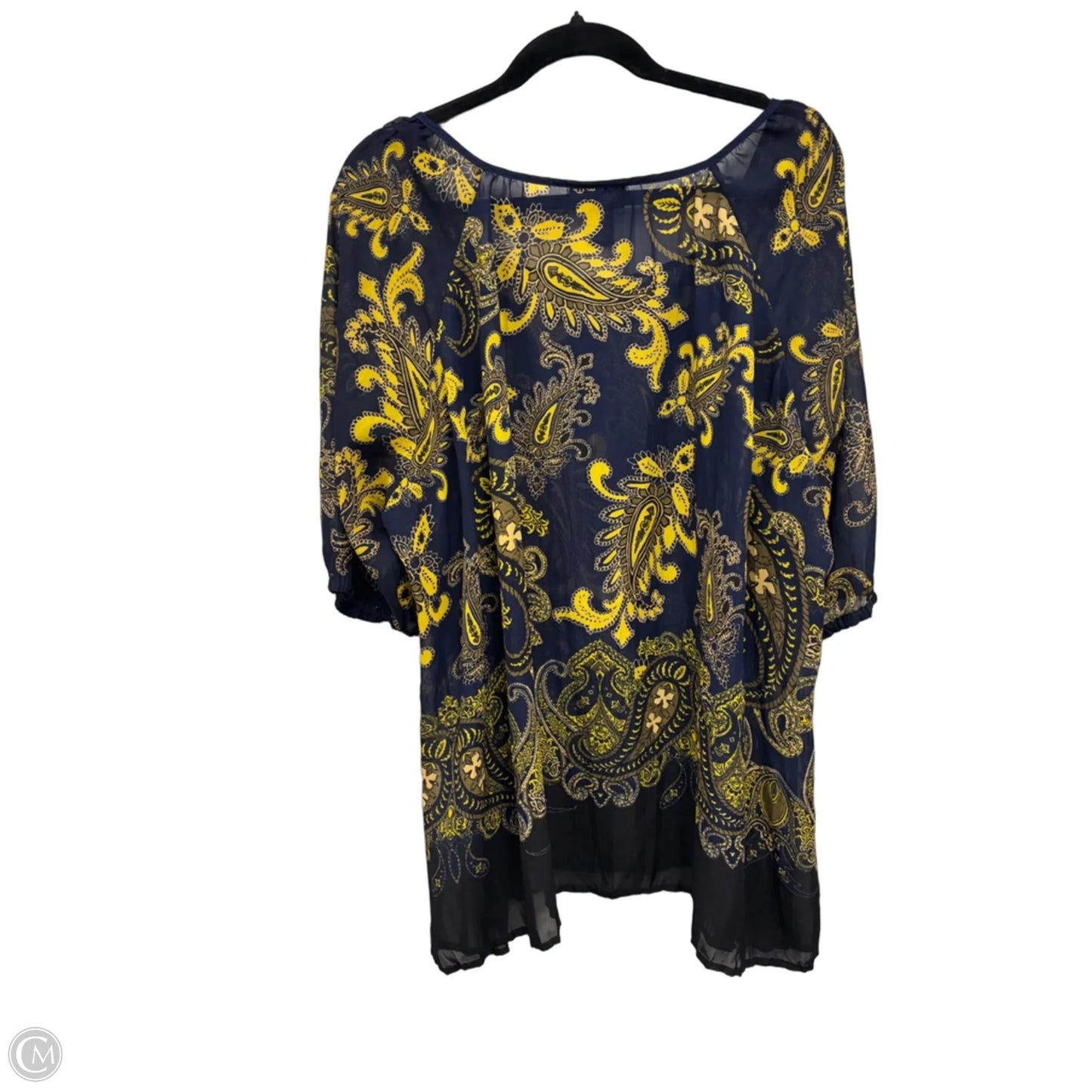 Blouse Short Sleeve By Lane Bryant In Blue & Gold, Size: 22