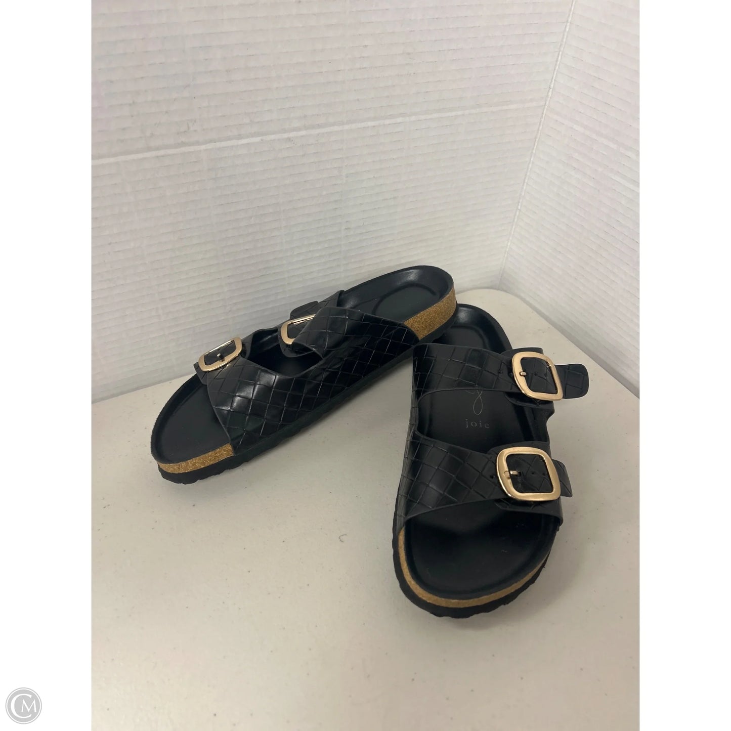 Sandals Flats By Joie In Black & Gold, Size: 9