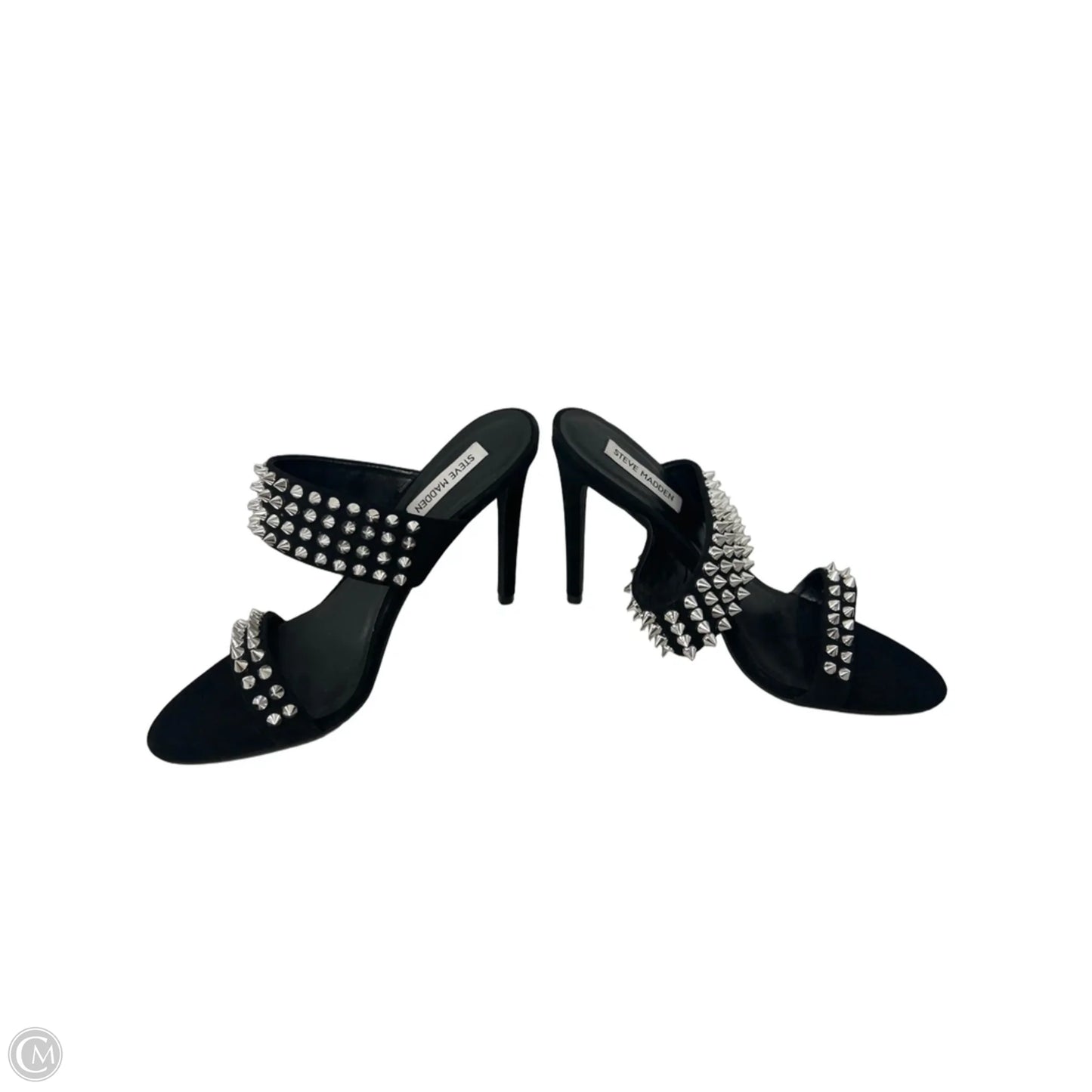 Shoes Heels Stiletto By Steve Madden In Black & Silver, Size: 9.5