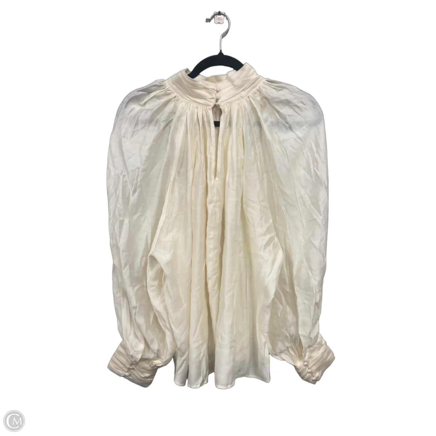 Blouse Long Sleeve By H&m In Cream, Size: L