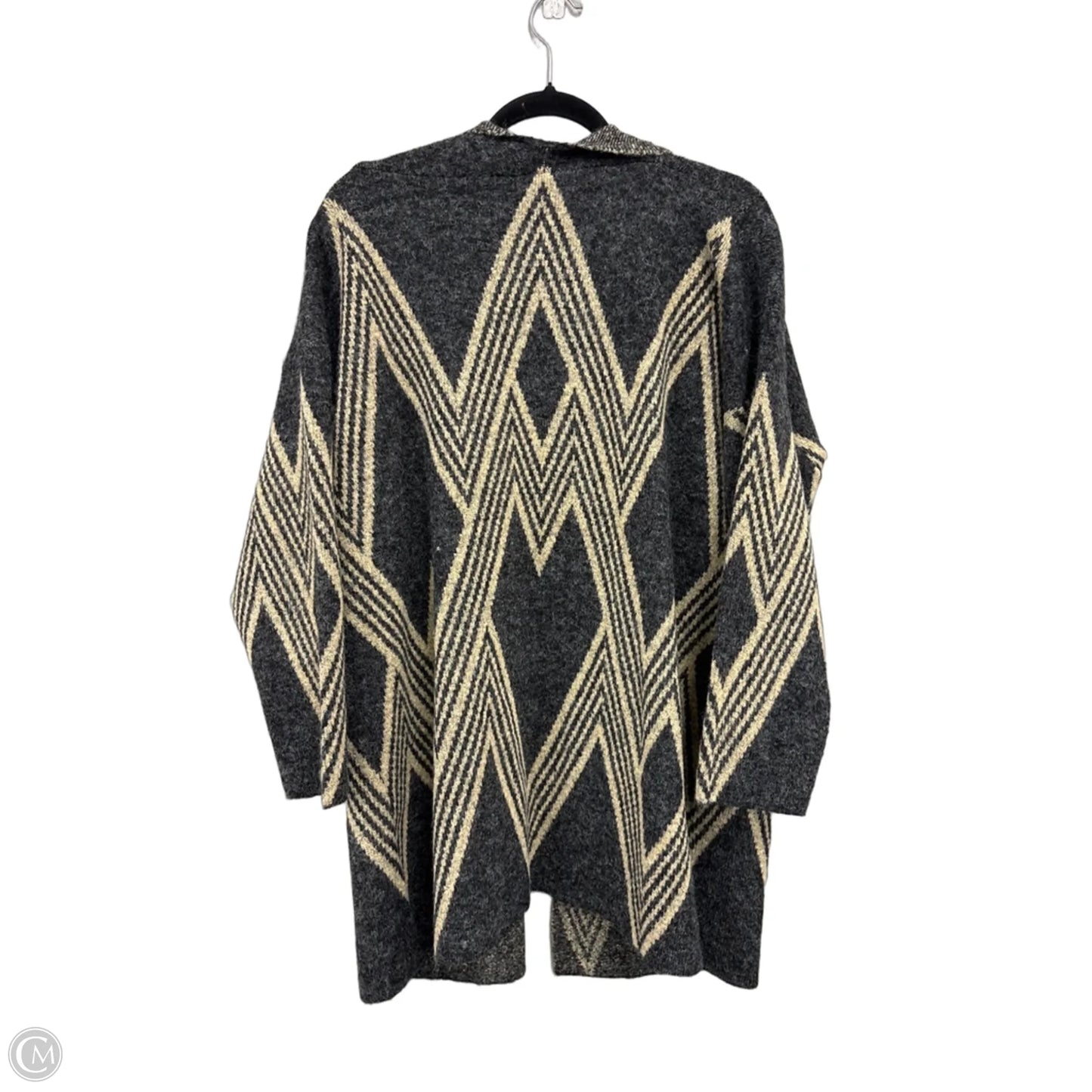 Sweater Cardigan By Joan Vass In Black & Tan, Size: 1x