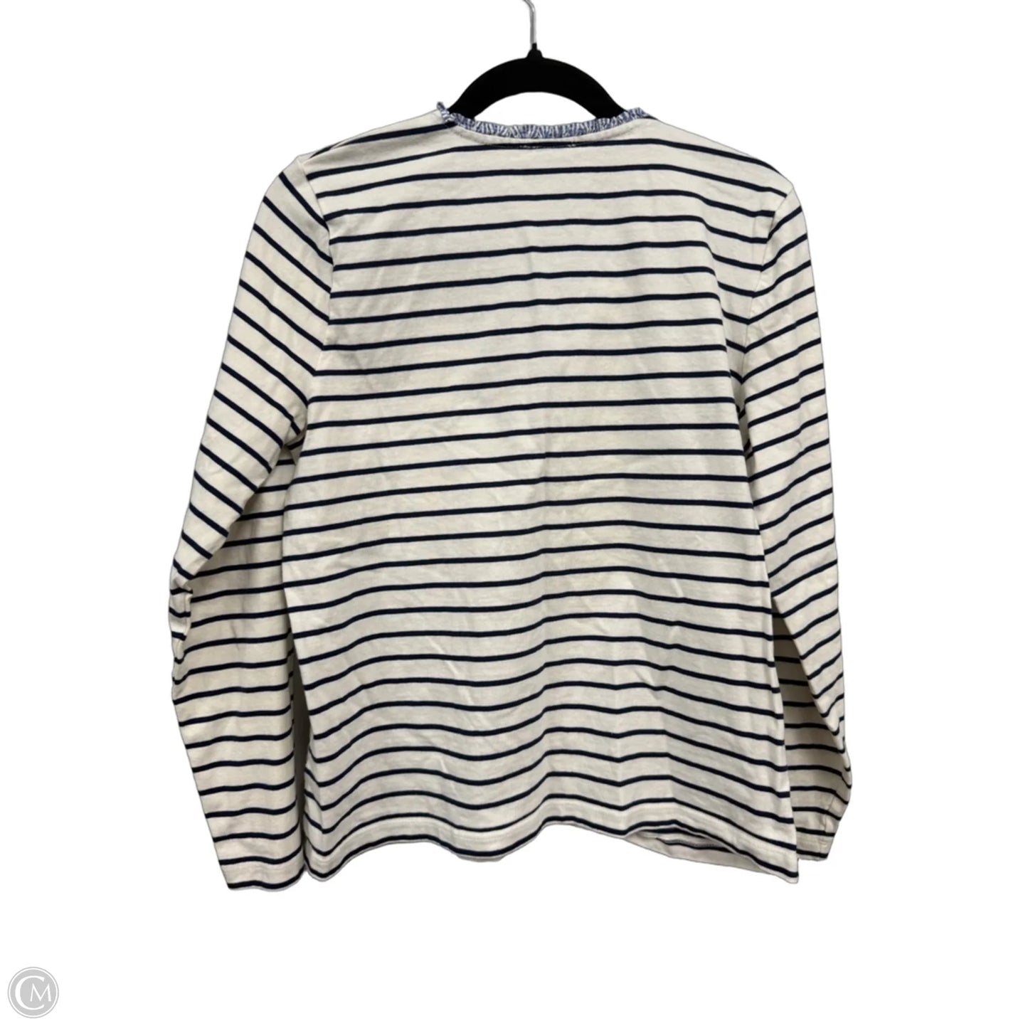 Top Long Sleeve By J. Crew In Blue & Cream, Size: L