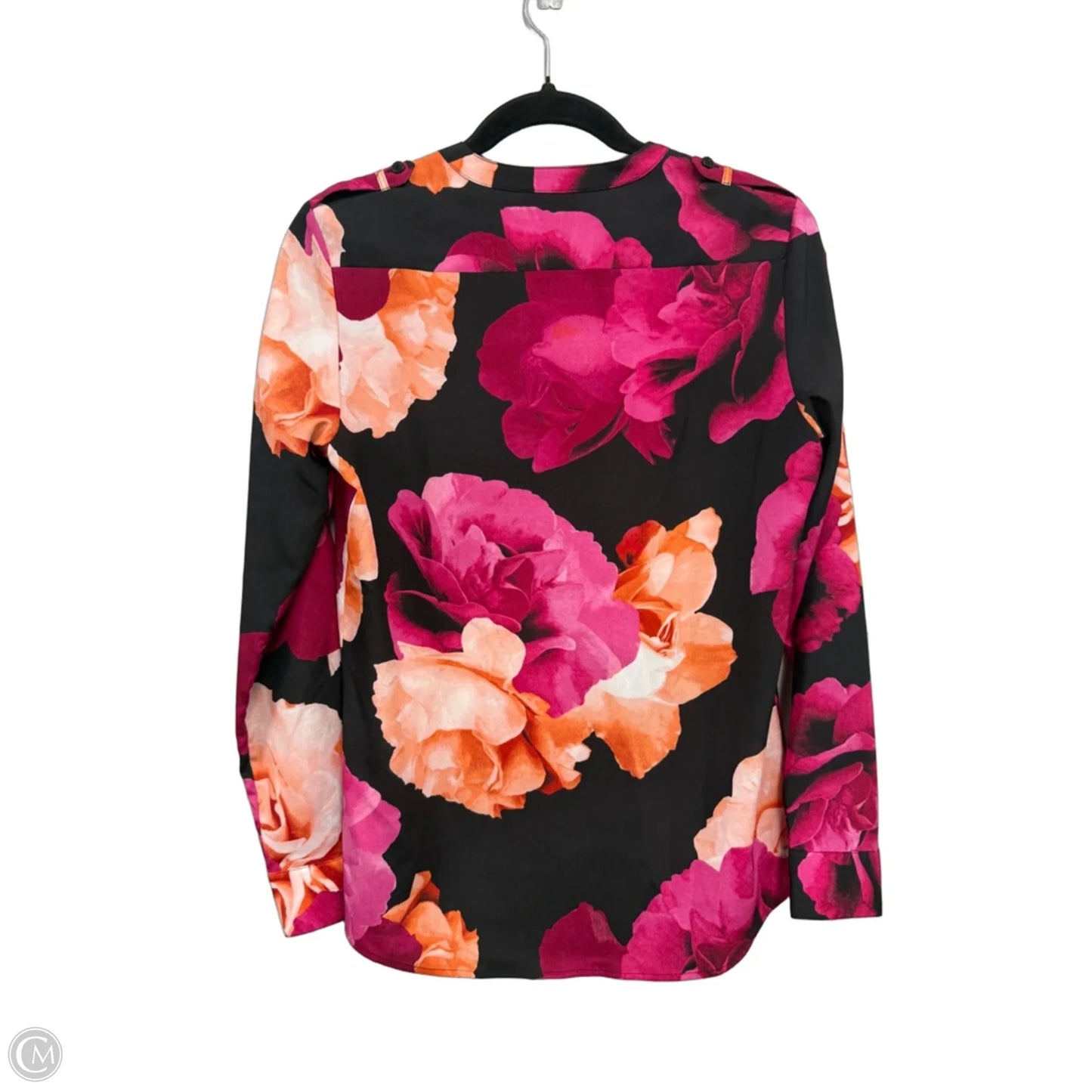 Blouse Long Sleeve By Calvin Klein In Black & Pink, Size: S