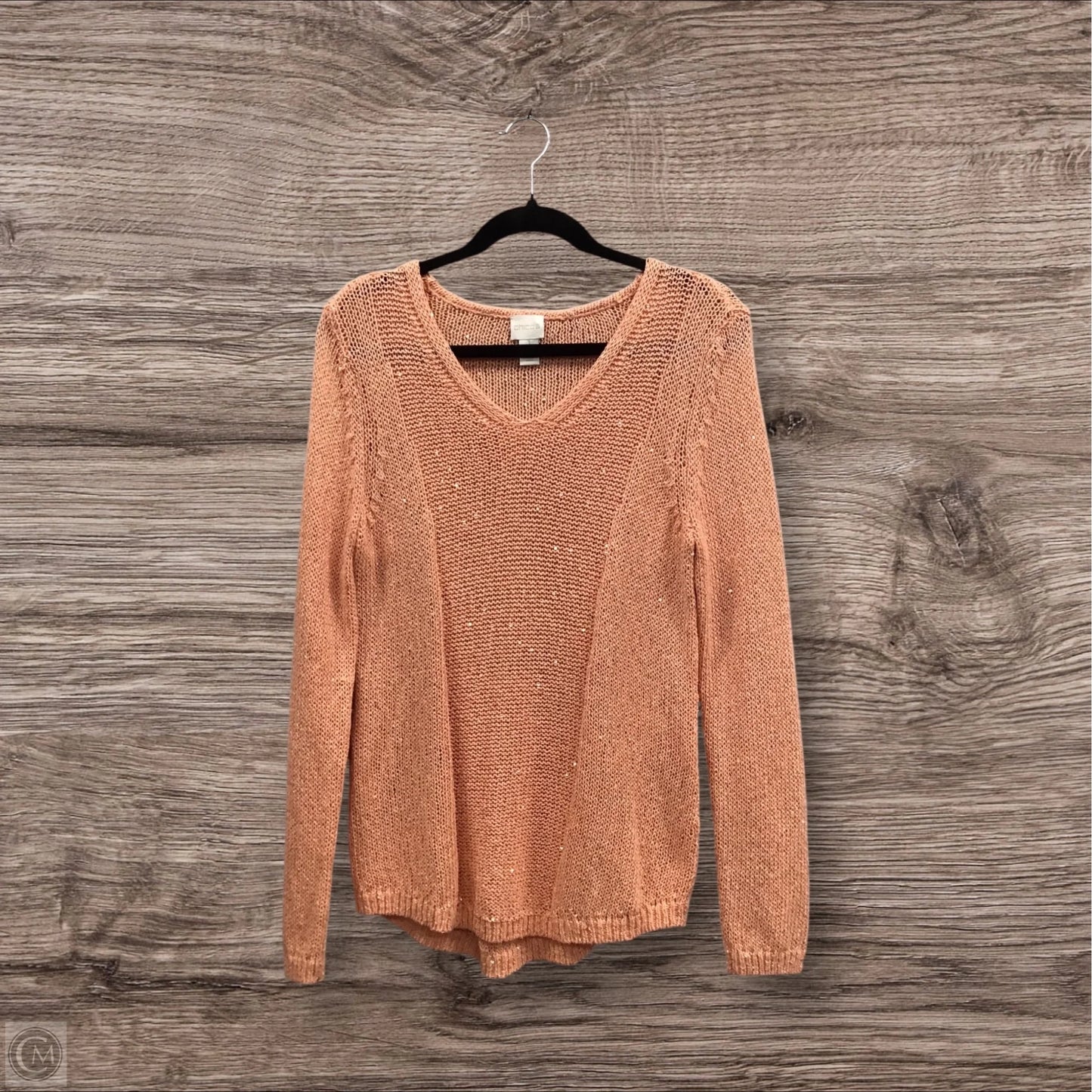 Sweater By Chicos In Peach, Size: L