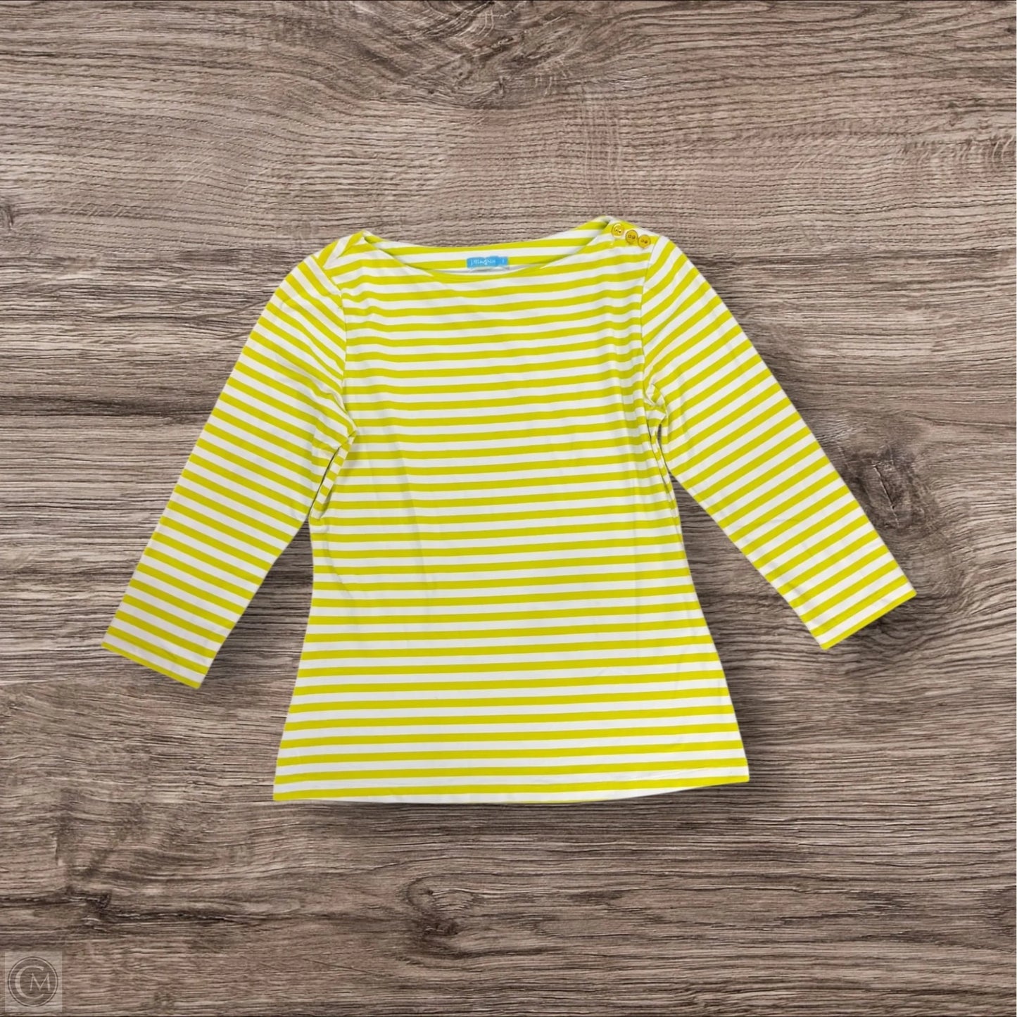 Top Long Sleeve By J Mclaughlin In Green & White, Size: S