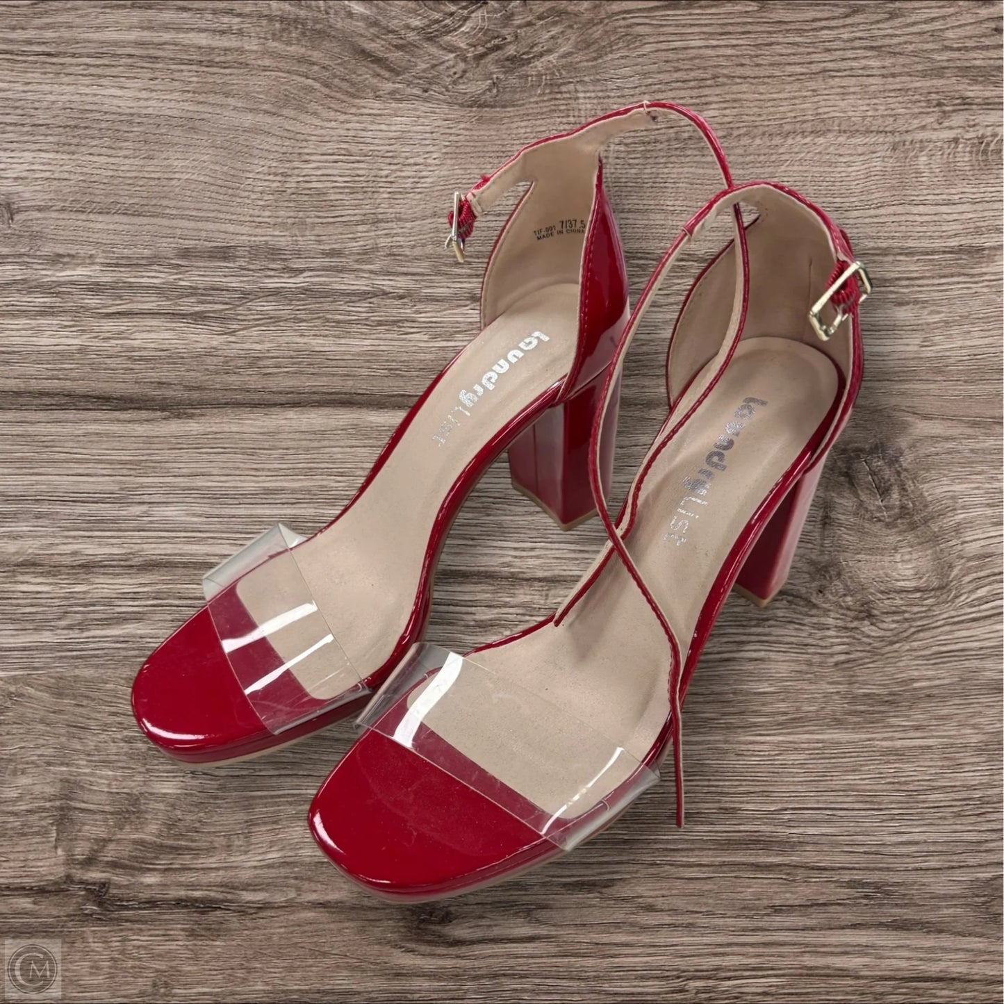 Sandals Heels Block By Clothes Mentor In Red, Size: 7
