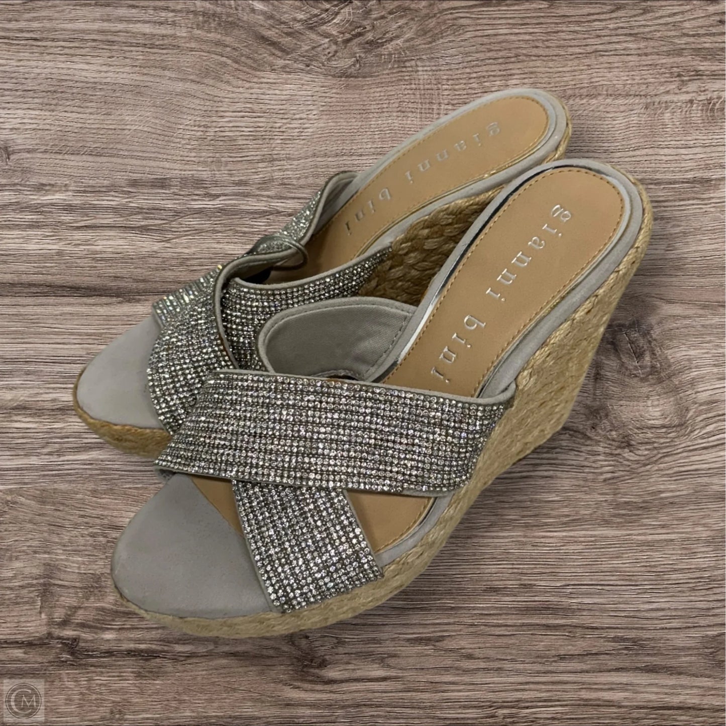 Sandals Heels Wedge By Gianni Bini In Silver, Size: 6