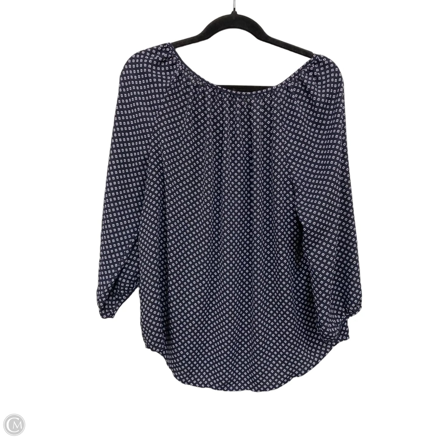 Blouse 3/4 Sleeve By Loft In Blue & White, Size: L