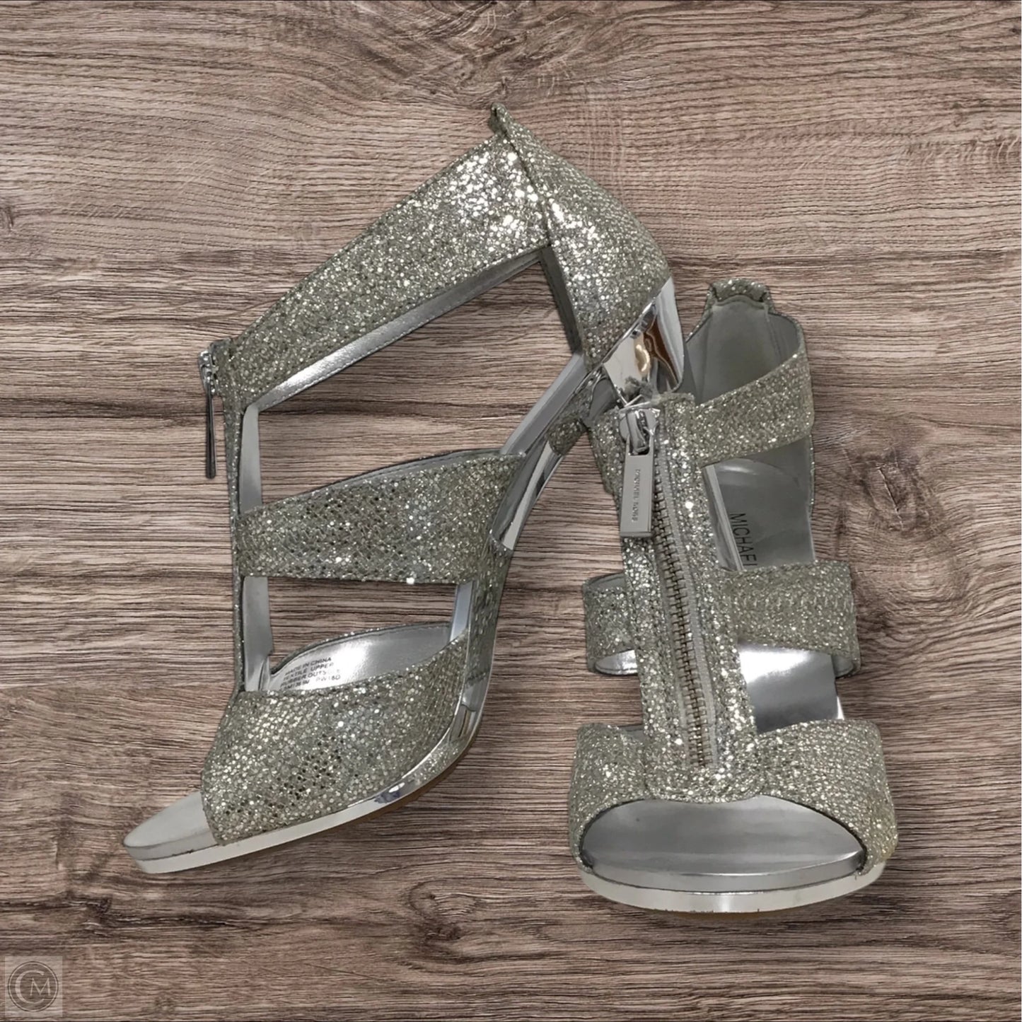 Sandals Heels Stiletto By Michael By Michael Kors In Silver, Size: 6.5