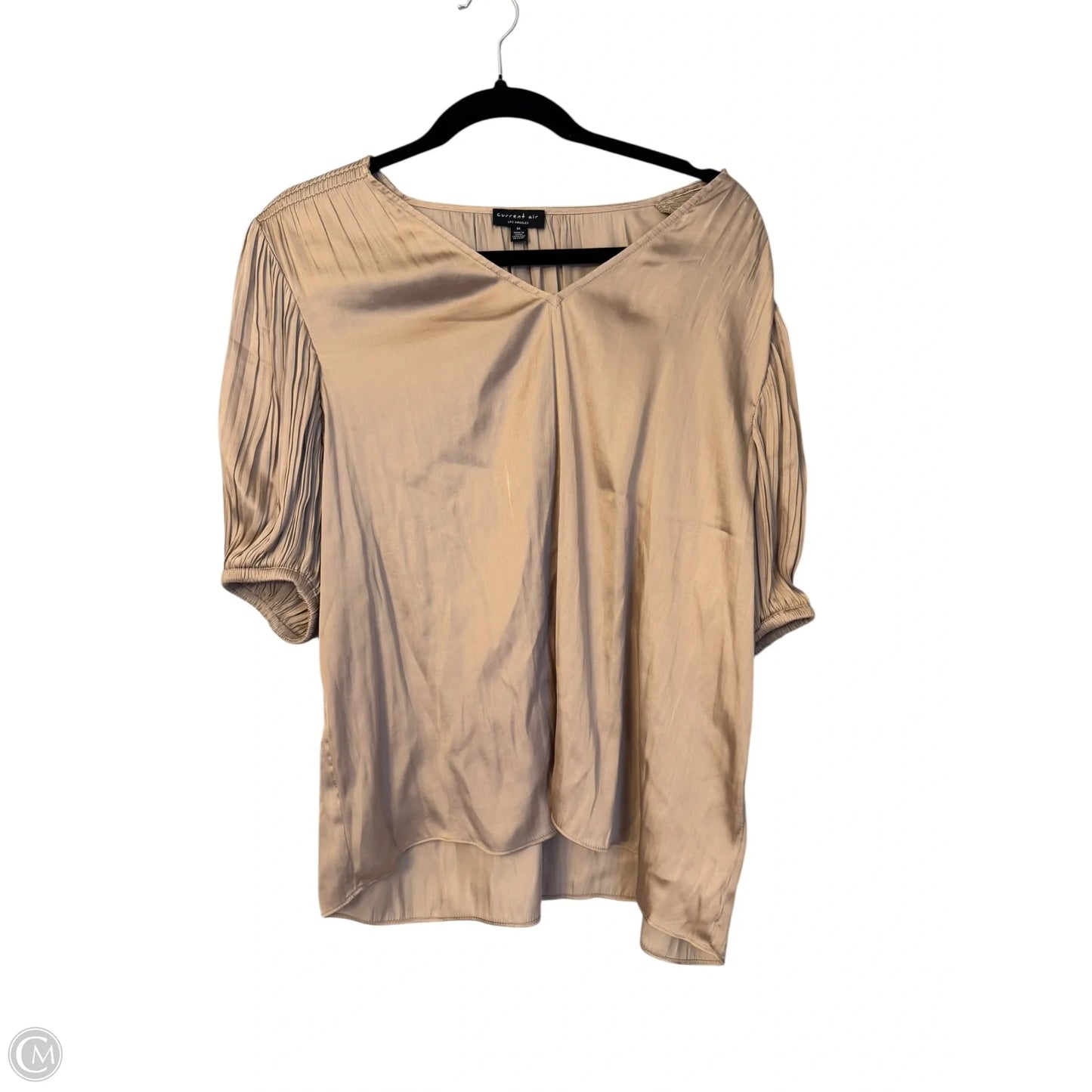 Blouse Short Sleeve By Current Air In Tan, Size: M