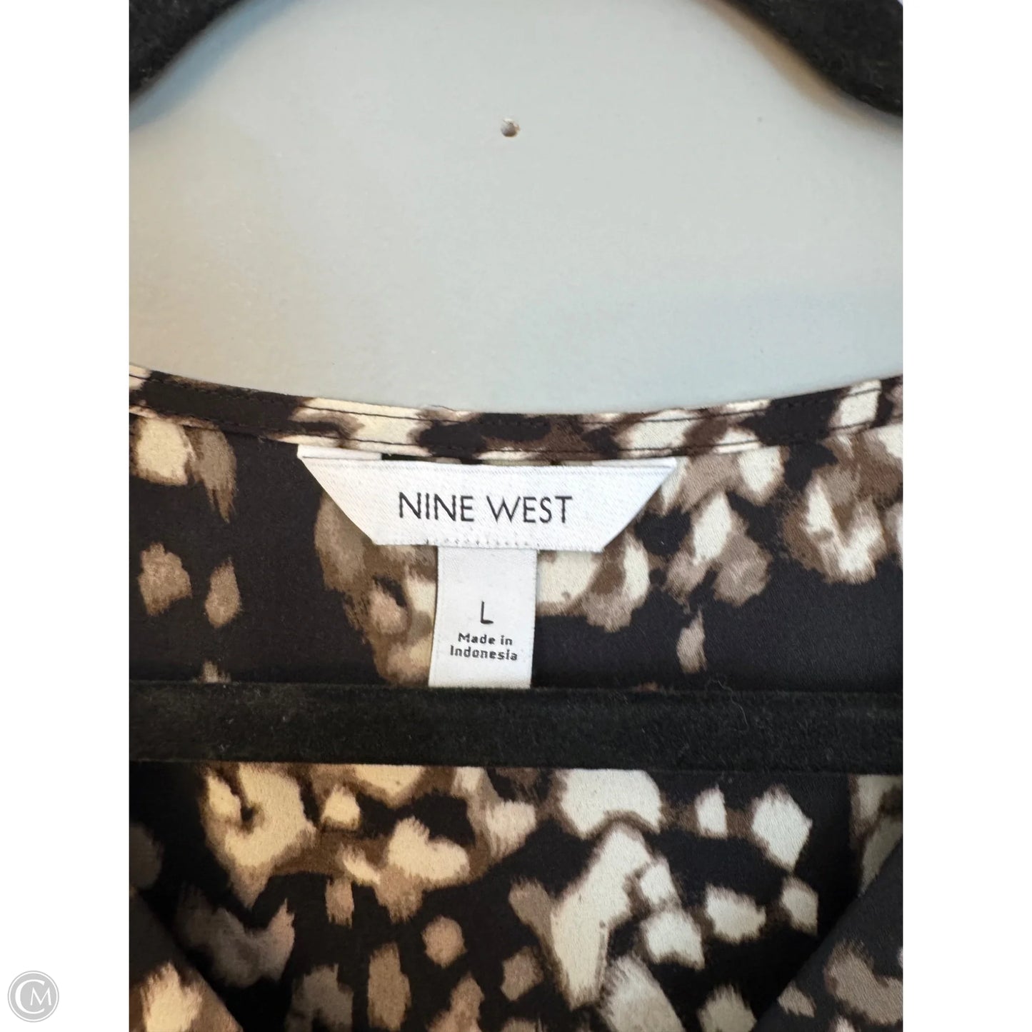 Blouse Sleeveless By Nine West In Black & Tan, Size: L