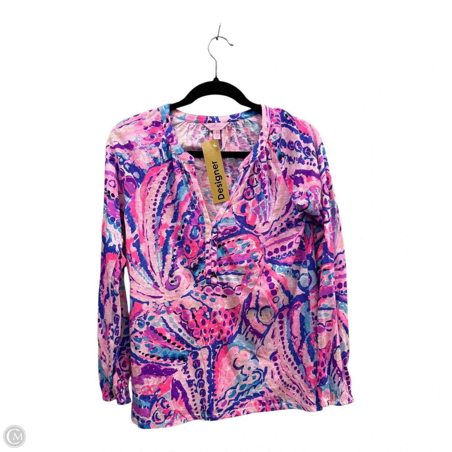 Top Long Sleeve Designer By Lilly Pulitzer In Pink & Purple, Size: S