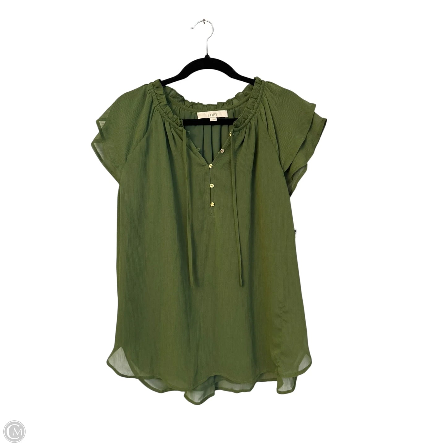 Blouse Short Sleeve By Loft In Green, Size: L