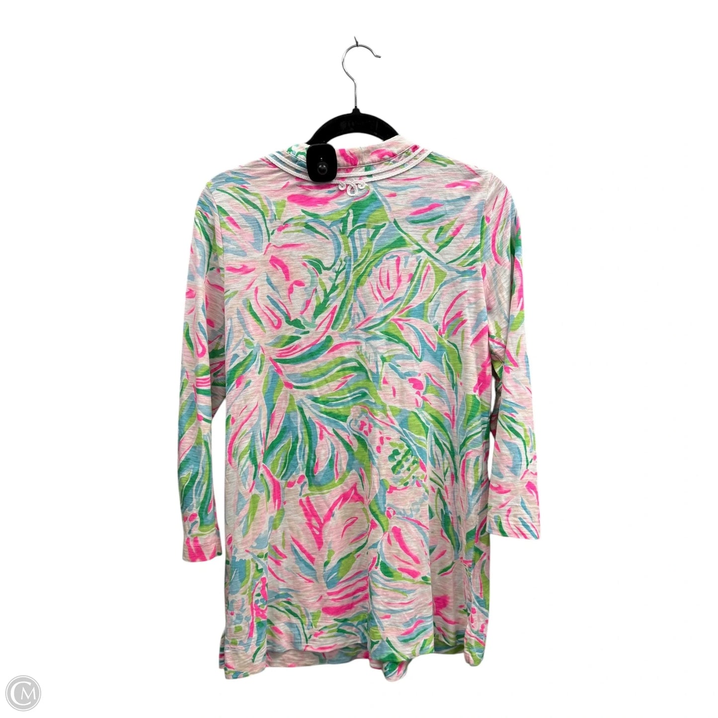 Top 3/4 Sleeve Designer By Lilly Pulitzer In Pink & White, Size: M