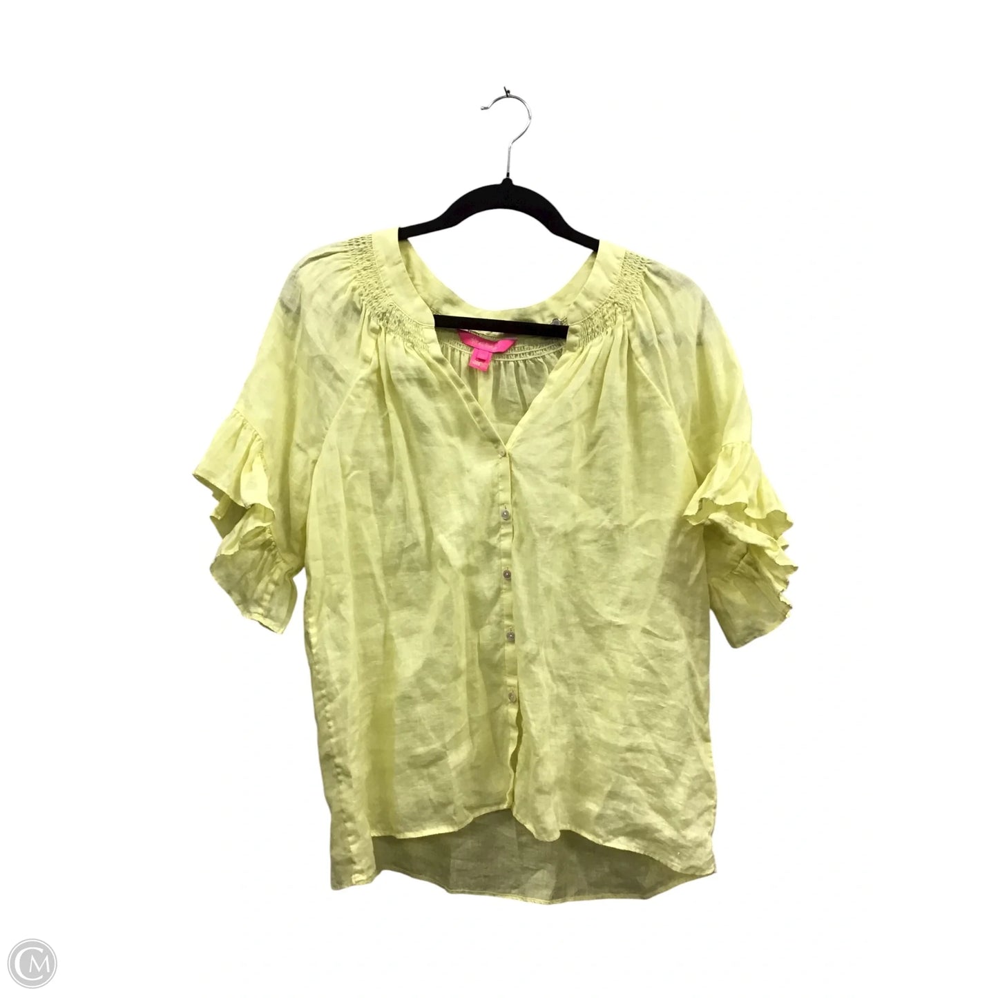 Top Short Sleeve Designer By Lilly Pulitzer In Yellow, Size: M