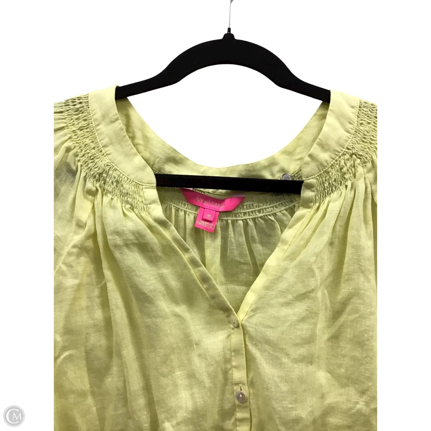 Top Short Sleeve Designer By Lilly Pulitzer In Yellow, Size: M