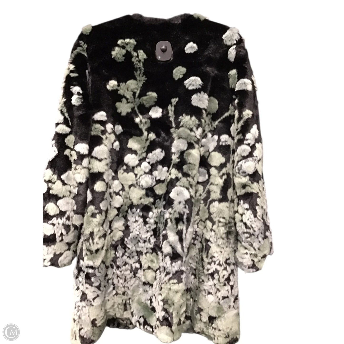 Coat Faux Fur & Sherpa By Cma In Black & Green, Size: L