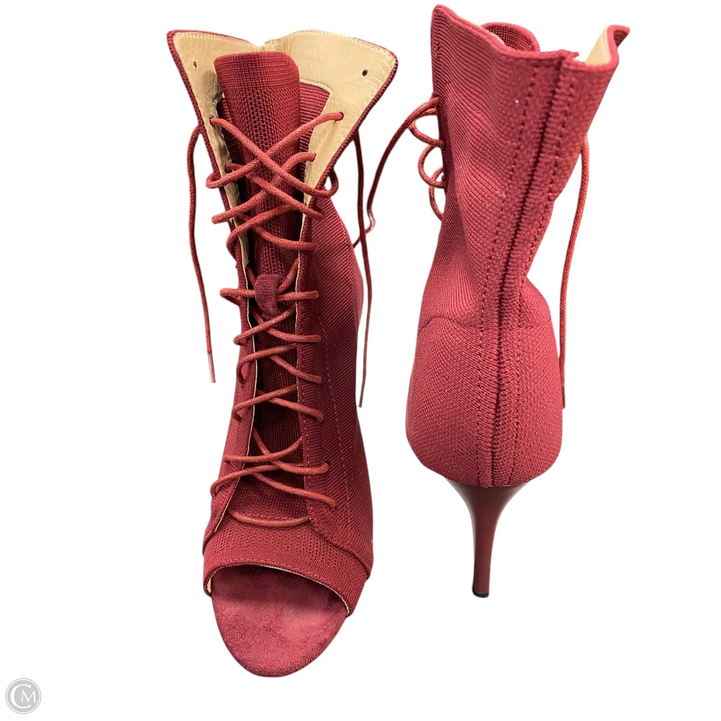 Boots Ankle Heels By Clothes Mentor In Red, Size: 8.5