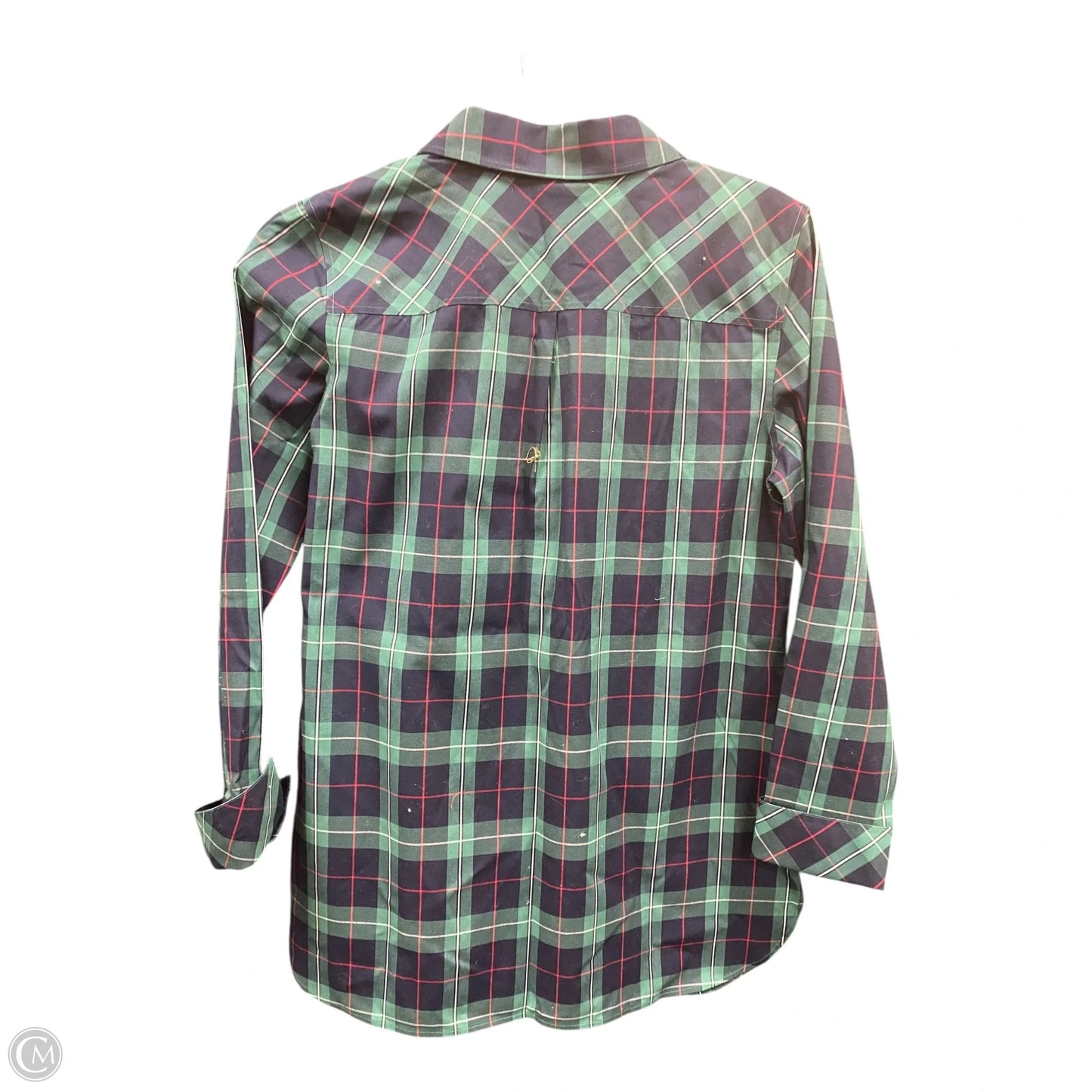 Blouse 3/4 Sleeve By Talbots In Plaid Pattern, Size: 2