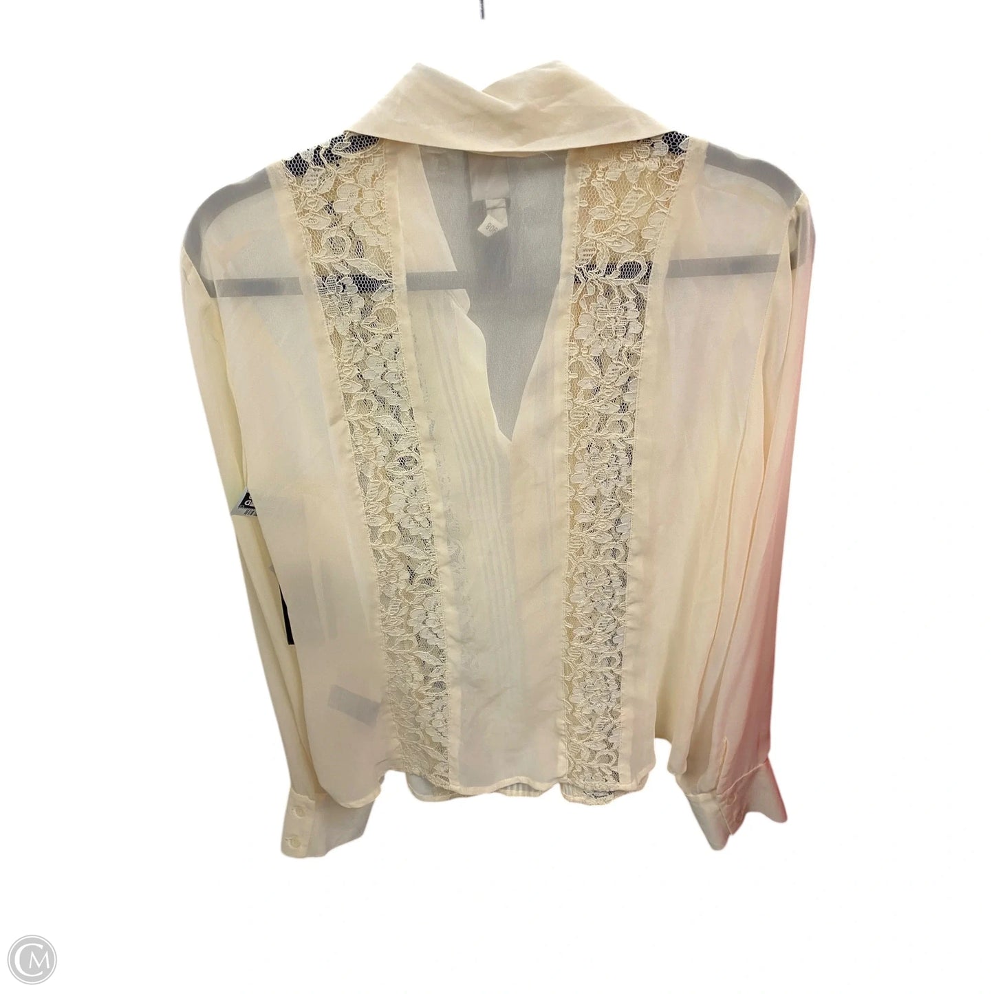 Blouse Long Sleeve By Clothes Mentor In Ivory, Size: 14