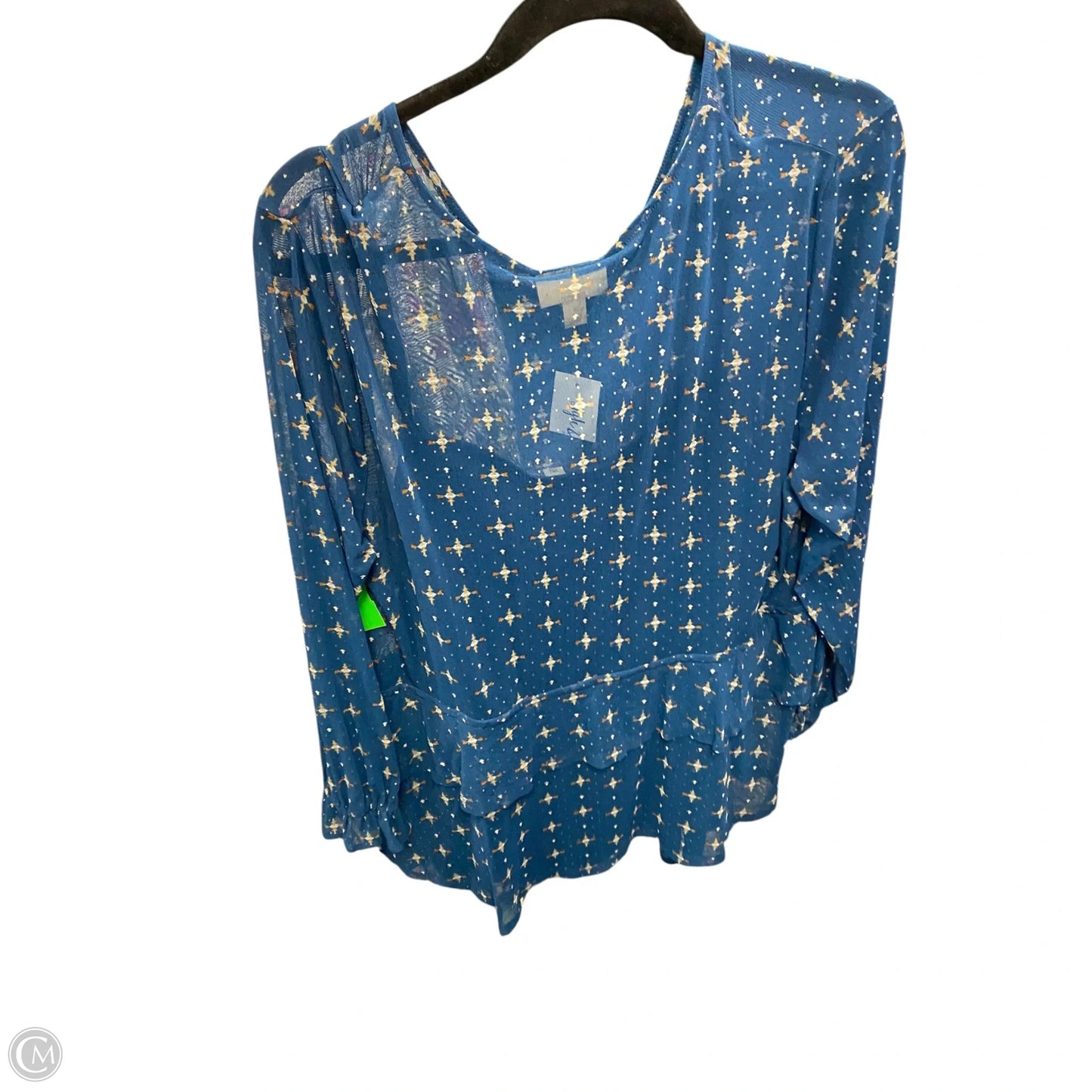 Blouse Long Sleeve By Style And Company In Blue & Tan, Size: 3x
