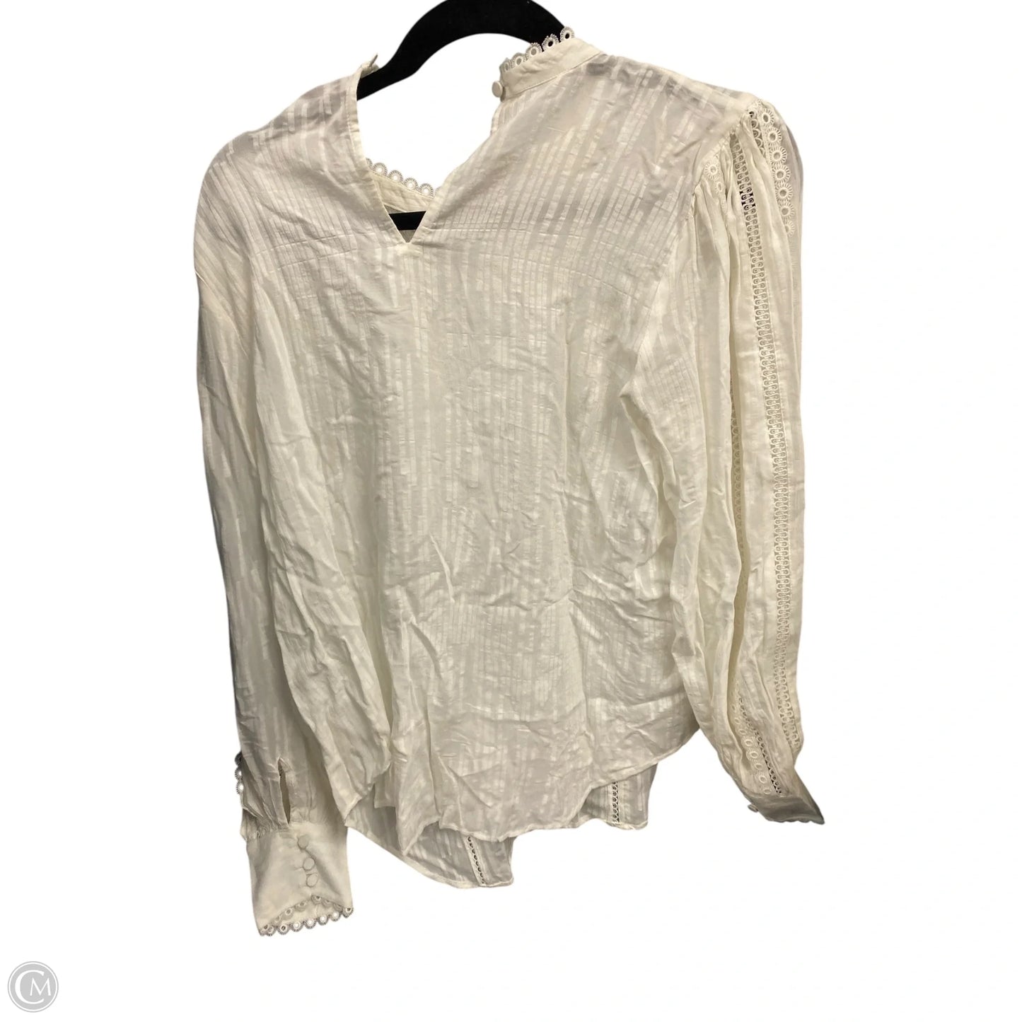 Top Long Sleeve By Ann Taylor In Cream, Size: M