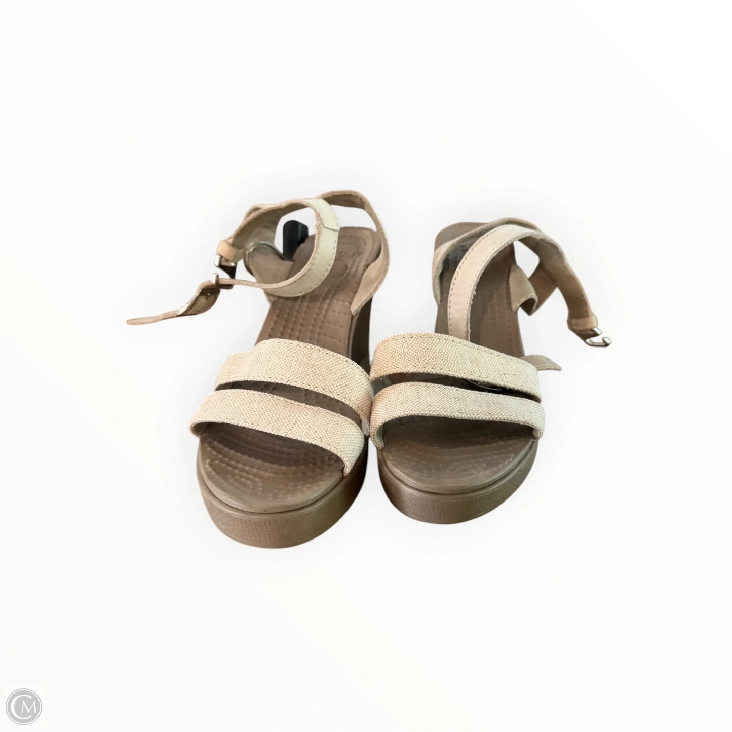 Shoes Heels Wedge By Crocs In Tan, Size: 5