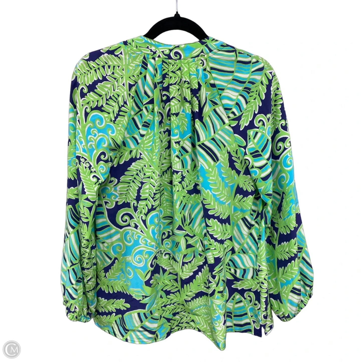 Top Long Sleeve Designer By Lilly Pulitzer In Blue & Green, Size: S