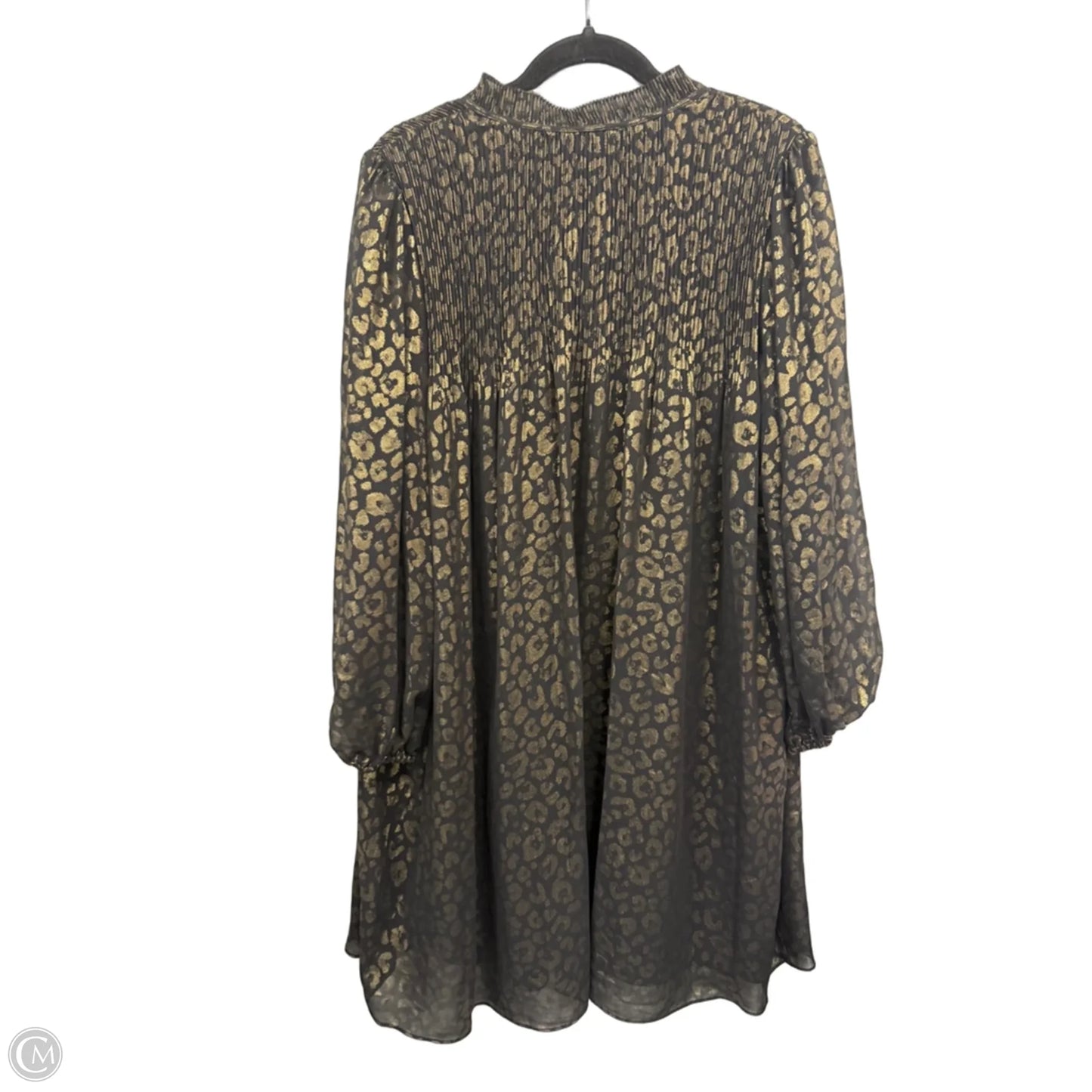 Dress Casual Midi By Dkny In Black & Gold, Size: 14