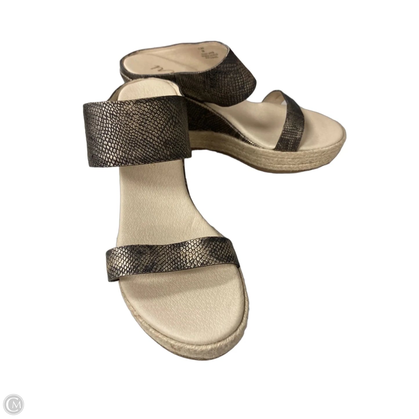 Sandals Heels Wedge By Matisse In Black & Gold, Size: 8